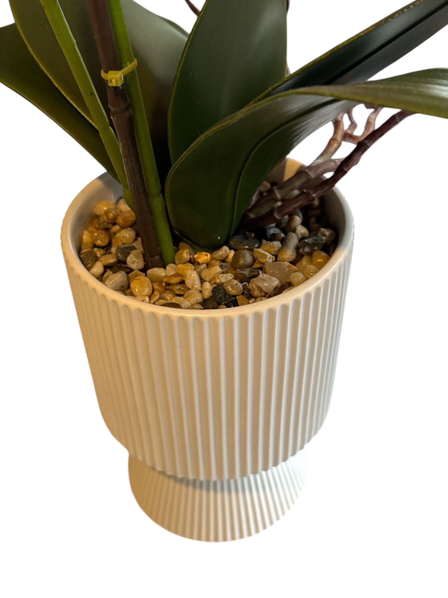 Floare artificiala tip orhidee in ghiveci ceramic decorativ, 55 cm – roz