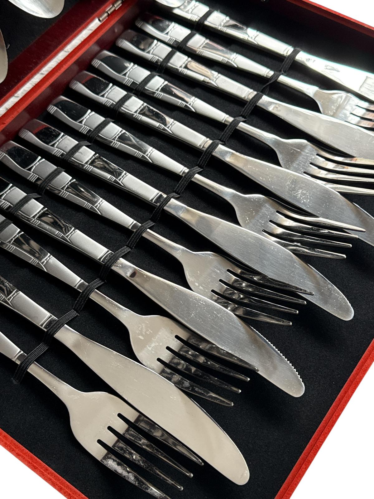 Set tacâmuri Diplomat 24 piese 🍽️✨ – inox, în cutie elegantă din lemn