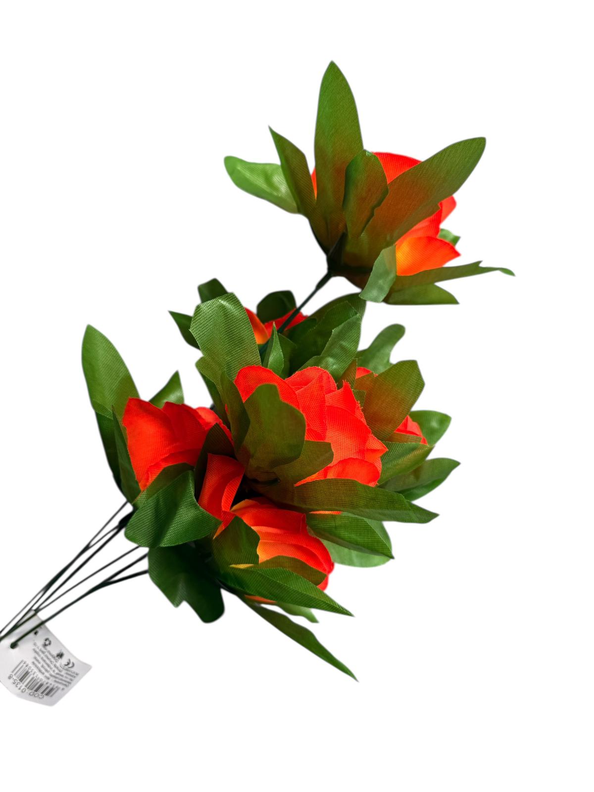 Buchet Trandafiri Artificiali Portocalii – Aranjament Floral Decorativ cu Aspect Natural