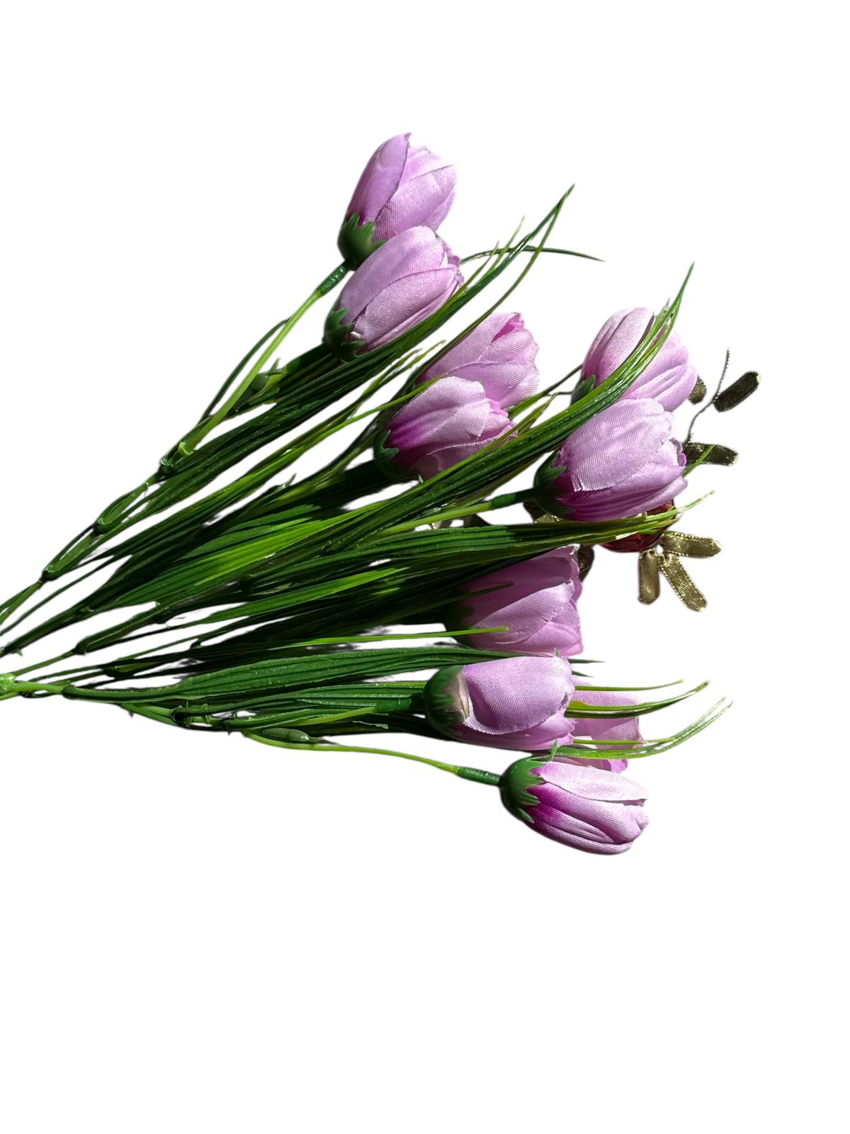 Buchet flori artificiale tip lalea – roz/lila