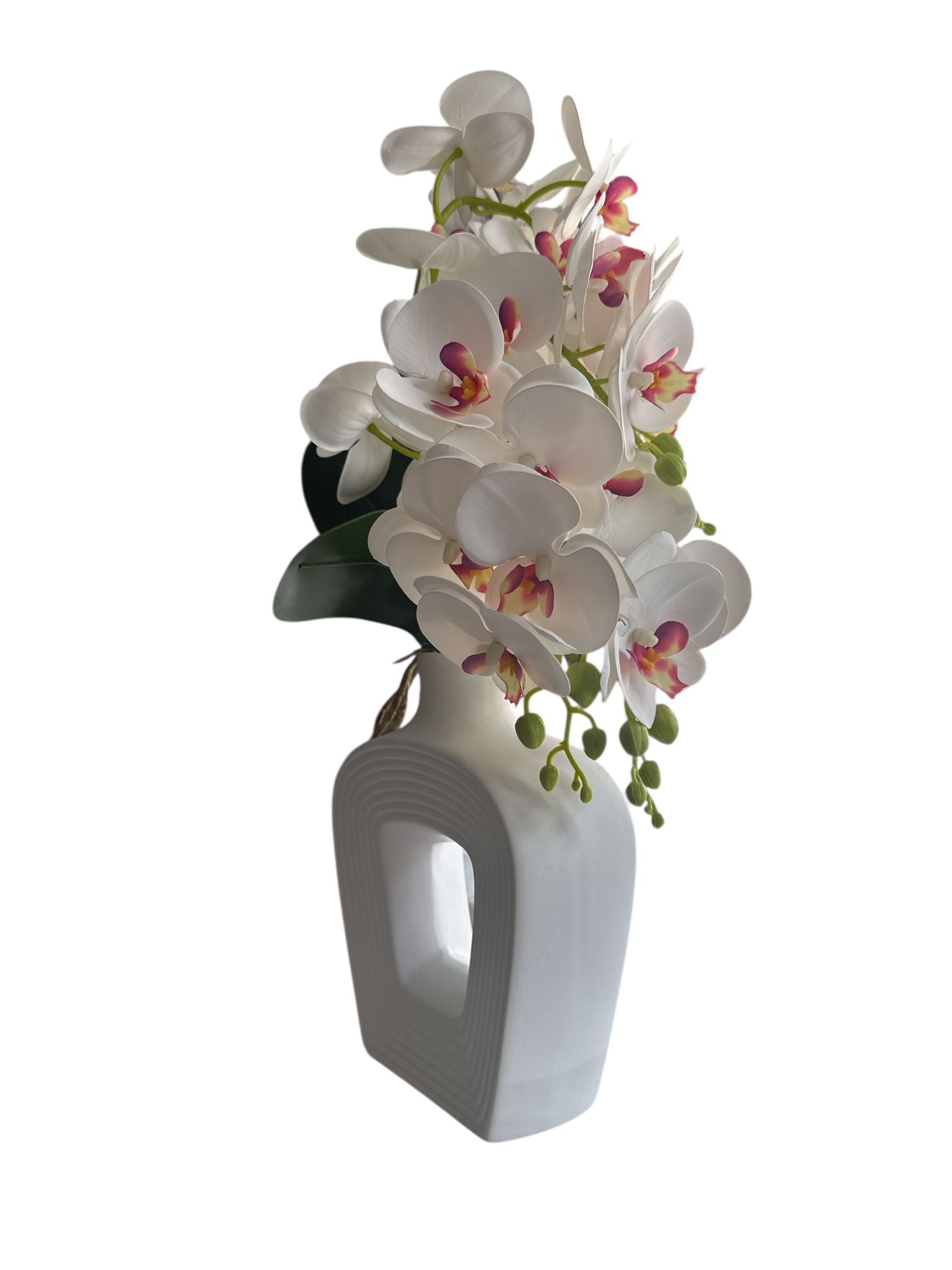 Orhidee Alba Artificiala in Ghiveci Elegant (50 cm)