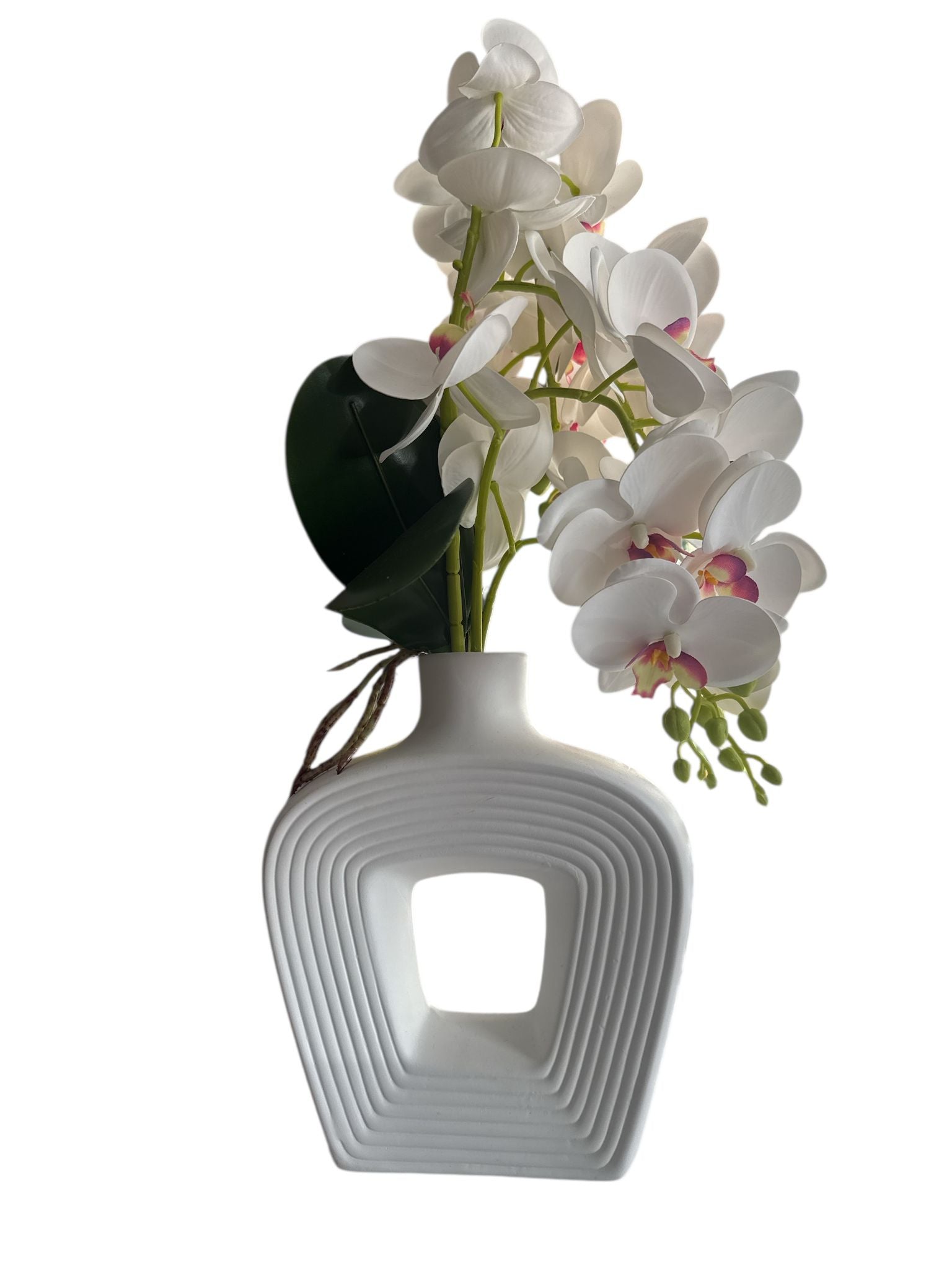 Orhidee Alba Artificiala in Ghiveci Elegant (50 cm)