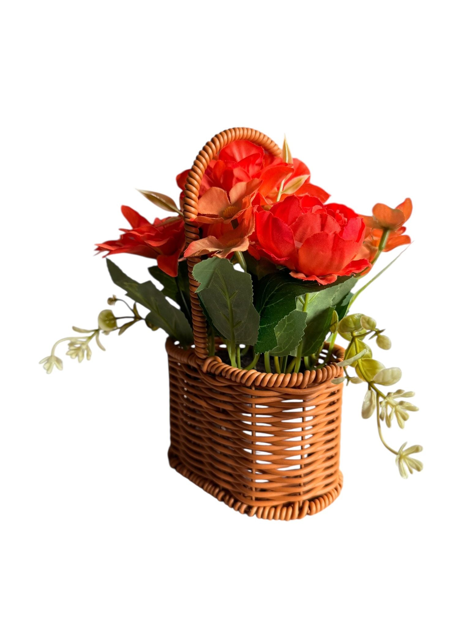 Aranjament Floral Artificial in Cos Decorativ cu Maner – 20 cm