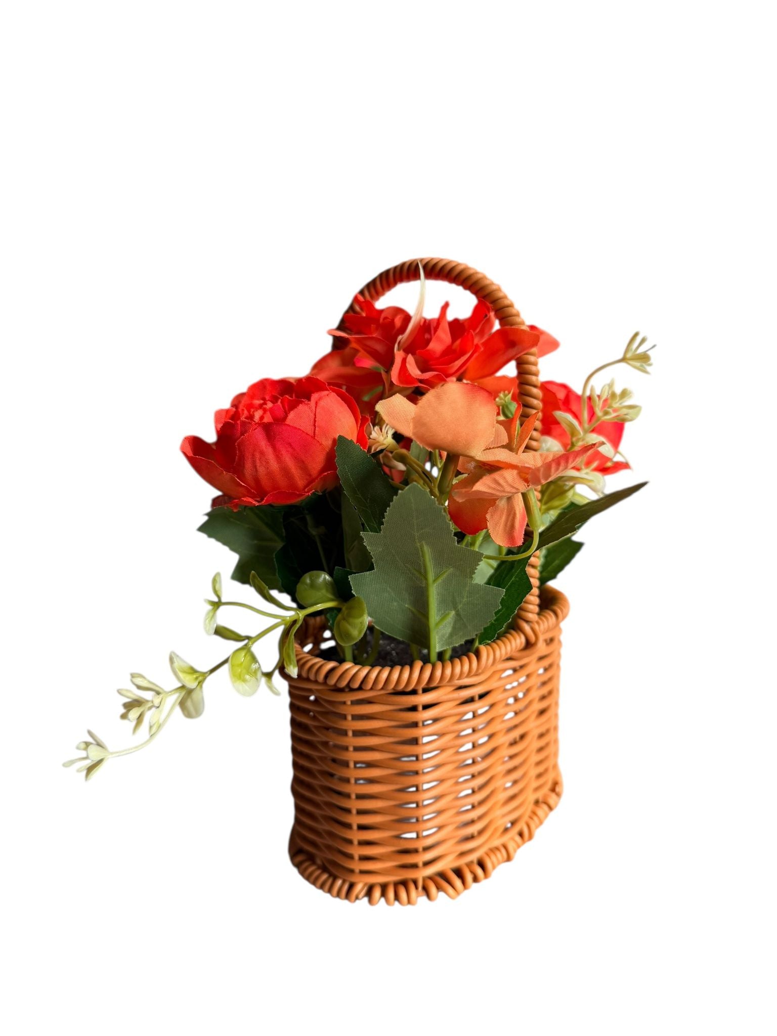 Aranjament Floral Artificial in Cos Decorativ cu Maner – 20 cm