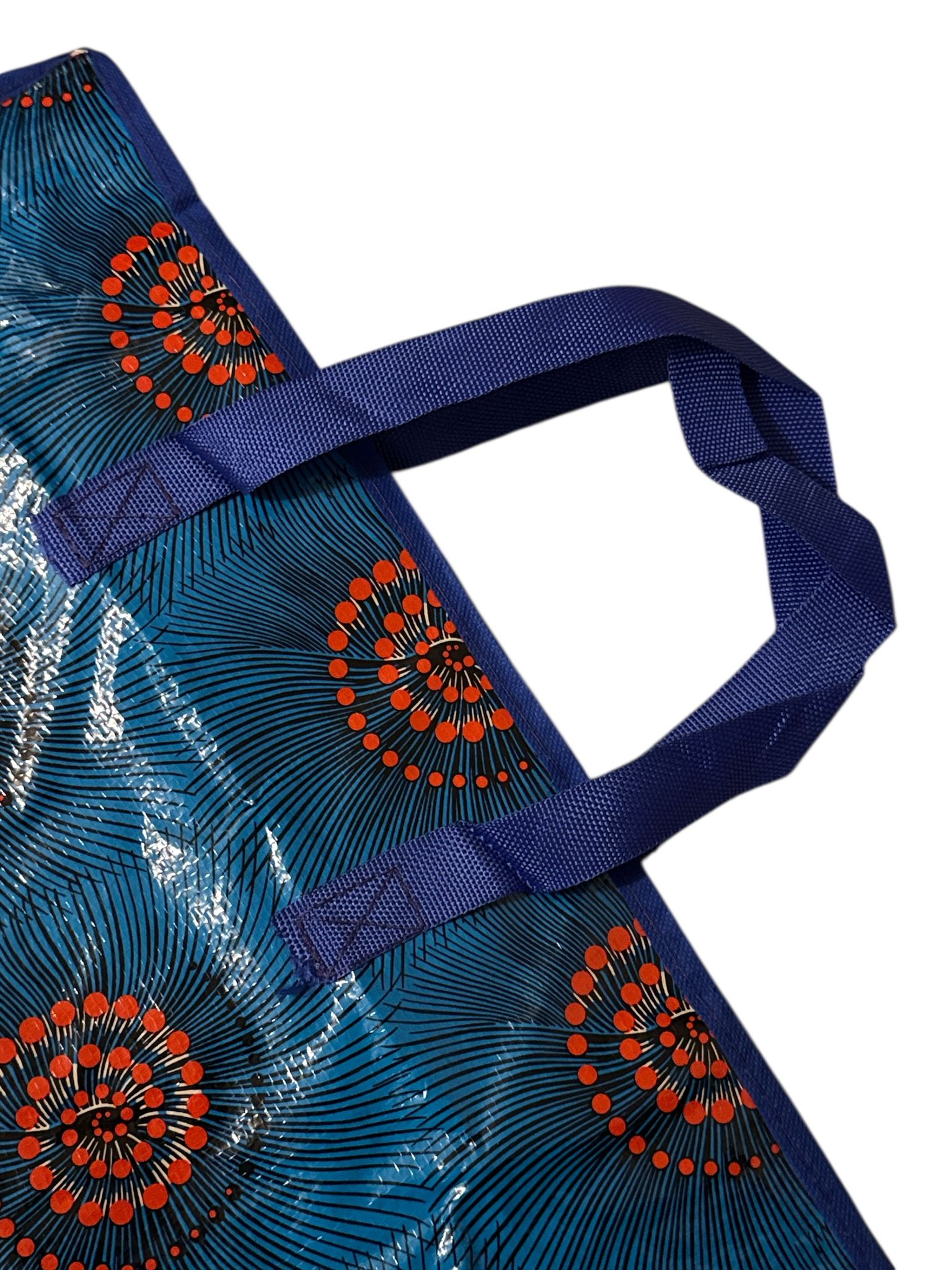 Sacoșă de piață din rafie cu mâner textil 45×50 cm – Model floral 🌸