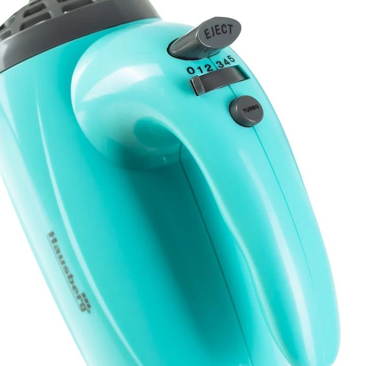 Mixer de mana Hausberg HB-4119BL, 5 viteze + Turbo, accesorii inox, turcoaz