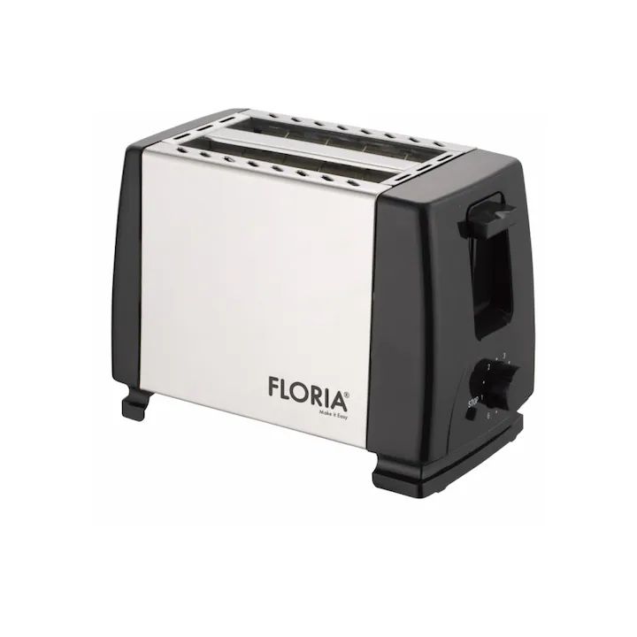 Prajitor de paine Zilan 1840 (Floria), 700W, 2 felii, 7 niveluri rumenire, pop-up, inox/negru
