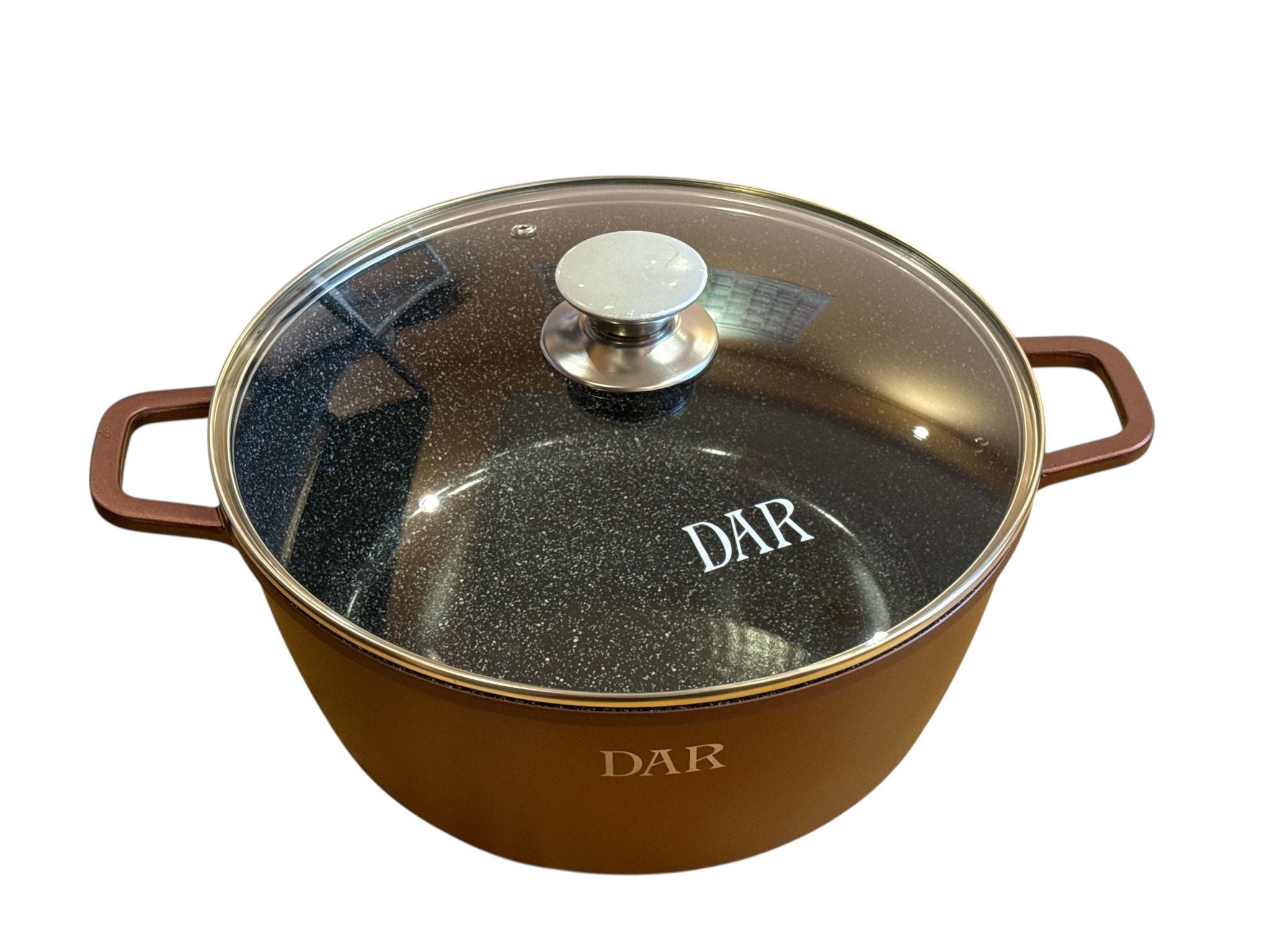 🍲 Cratiță DAR 7.2L cu capac din sticlă, aluminiu turnat, acoperire ceramică, 30 cm