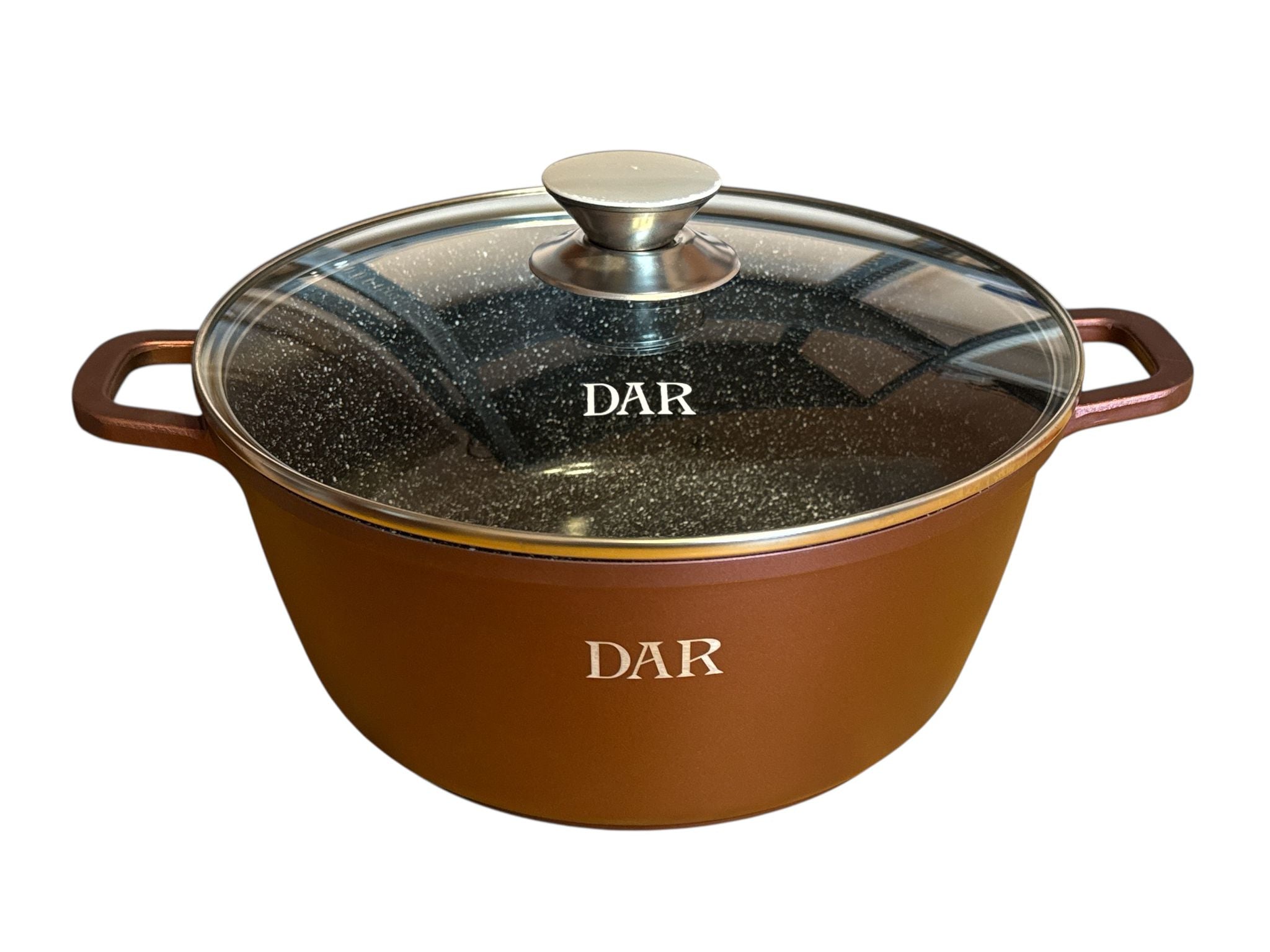 🍲 Cratiță DAR 4.3L cu capac din sticlă, aluminiu turnat, acoperire ceramică, 26 cm