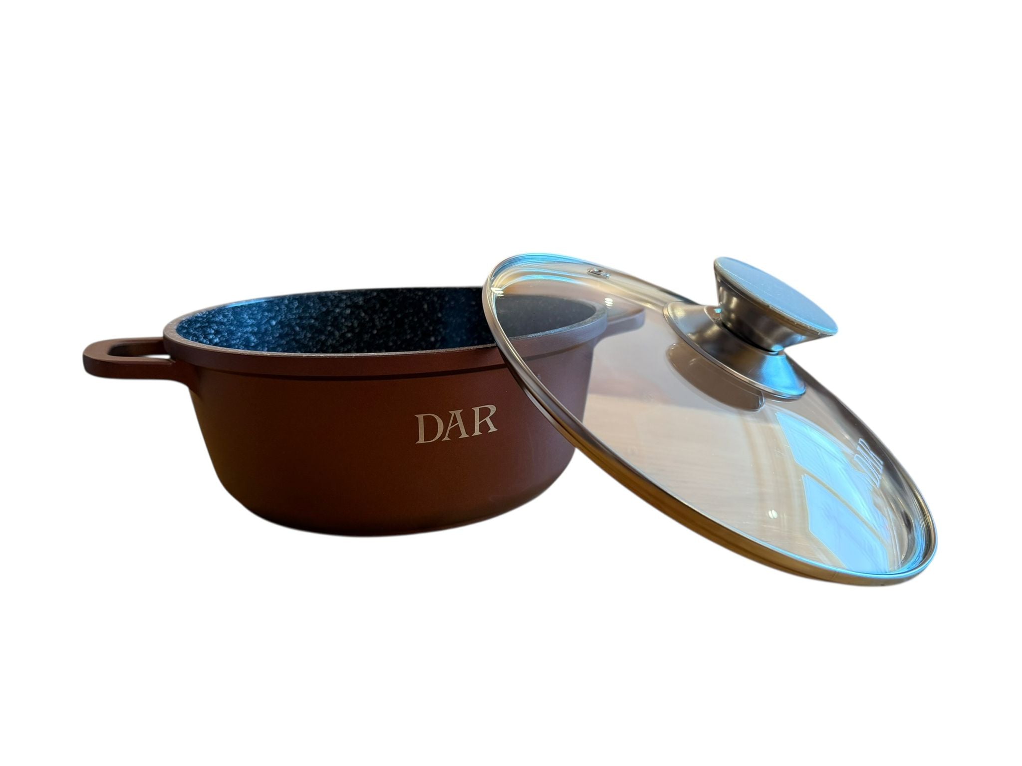 Cratita DAR 2 L 20 cm aluminiu turnat cu acoperire ceramica, capac sticla, antiaderenta