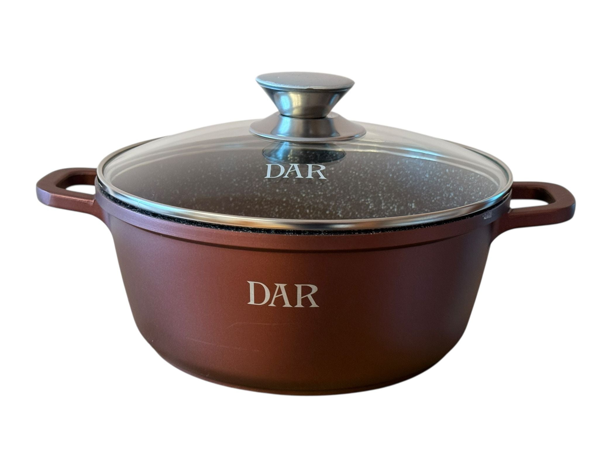 Cratita DAR 22 cm 2.5L aluminiu turnat cu acoperire ceramica, capac sticla, antiaderenta