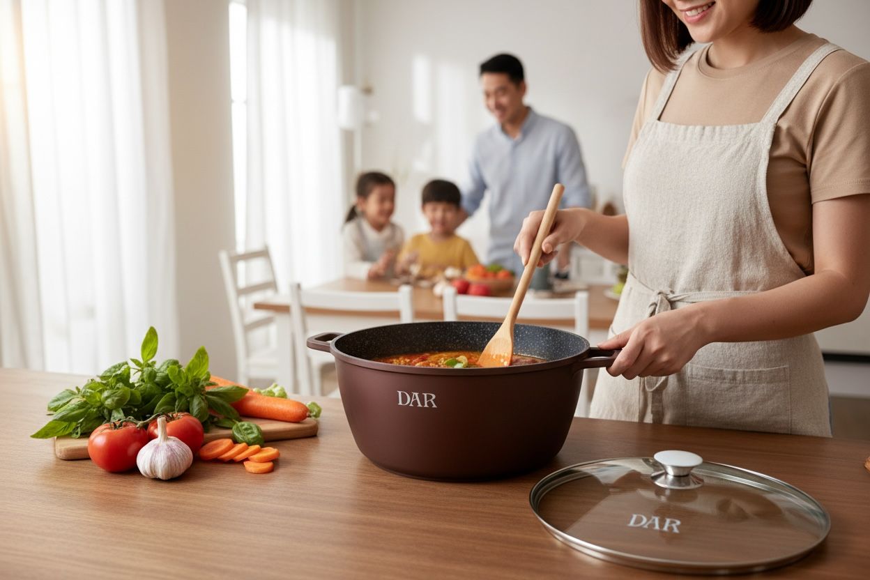 Cratita DAR 36 cm 13.2L aluminiu turnat, acoperire ceramica multistrat, capac sticla, inductie