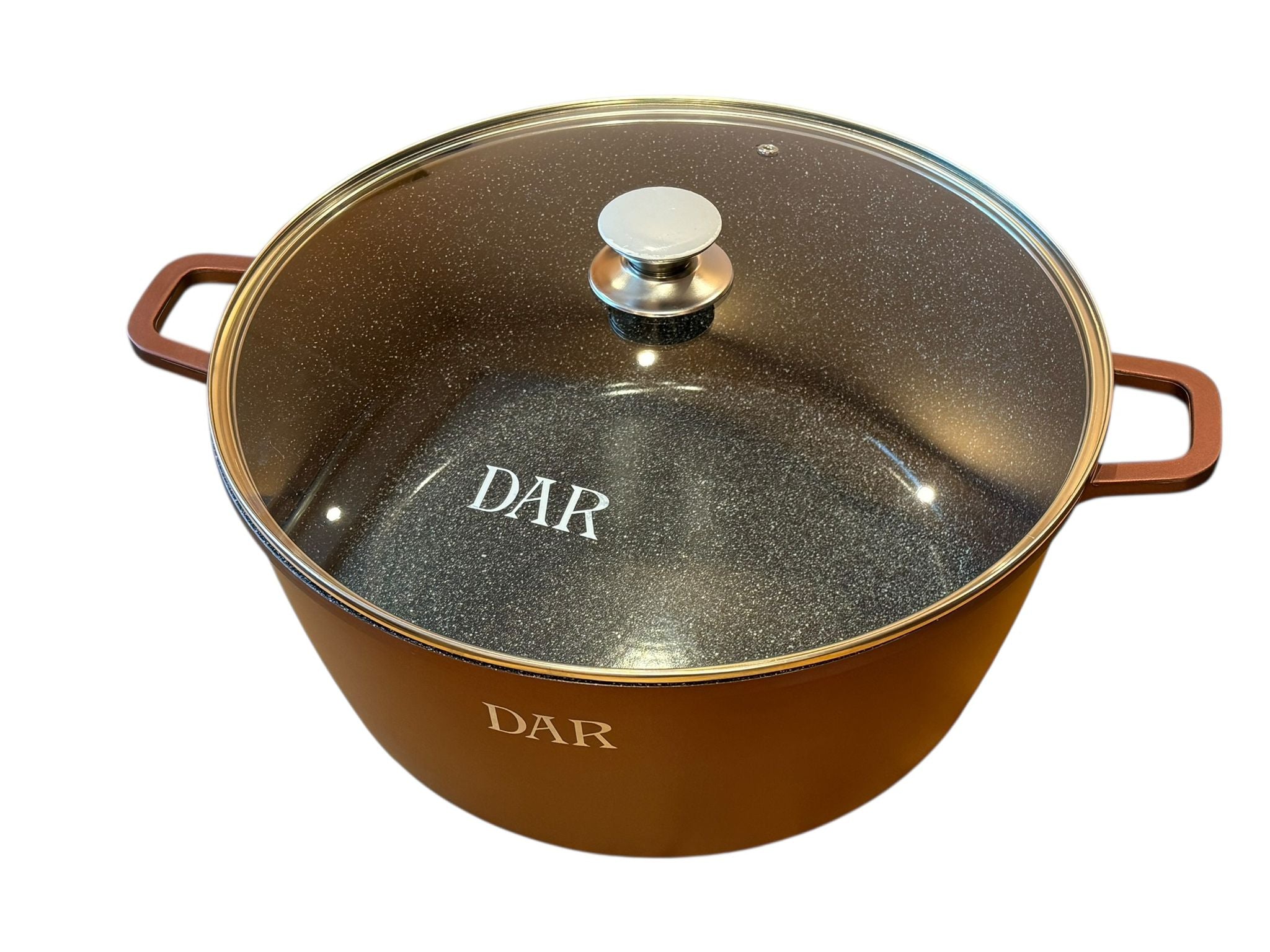 Cratita DAR 40 cm 19L aluminiu turnat, acoperire ceramica multistrat, capac sticla, inductie