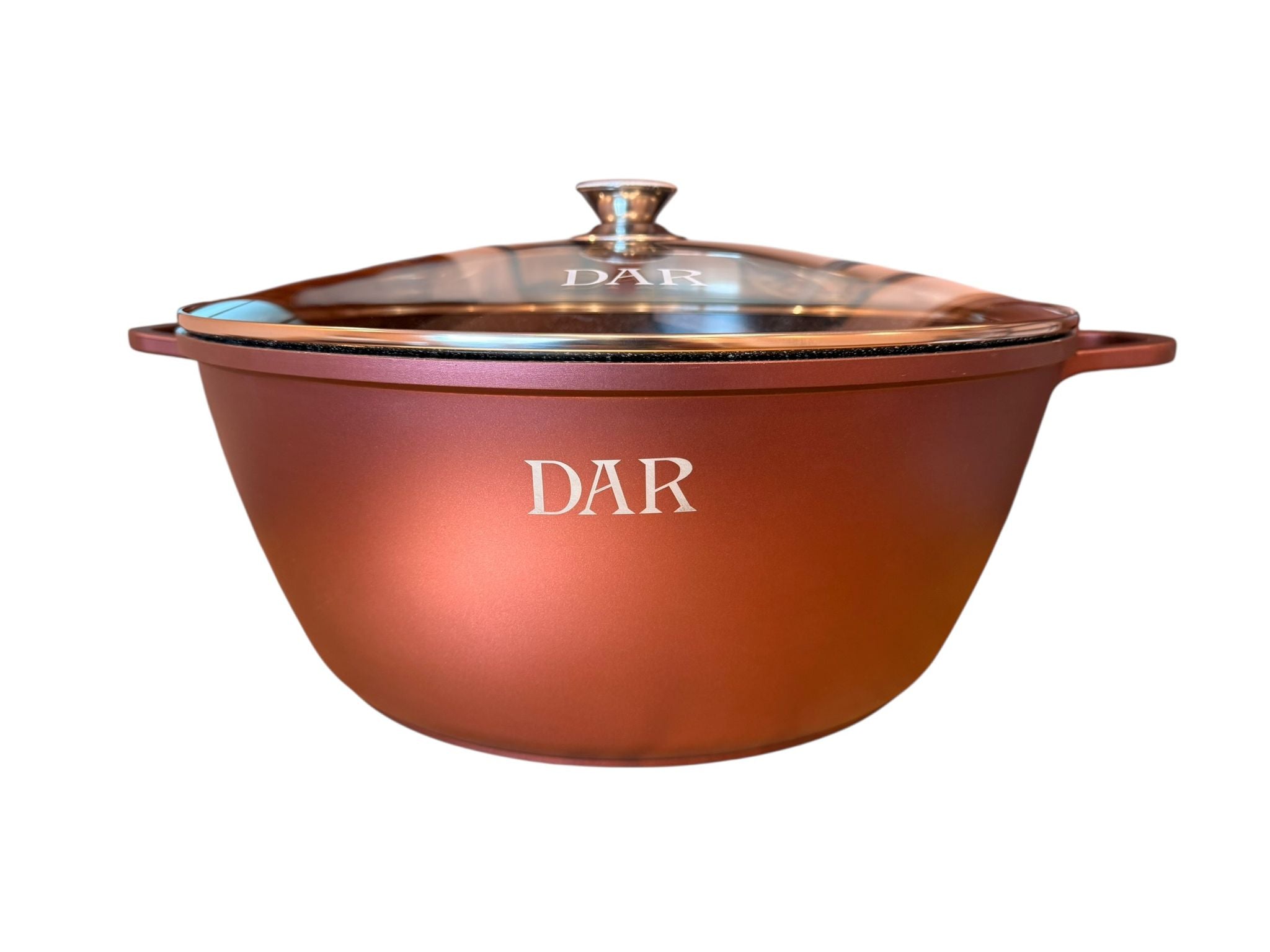 Cratita DAR 44 cm 22.8L aluminiu turnat, acoperire ceramica multistrat, capac sticla, inductie