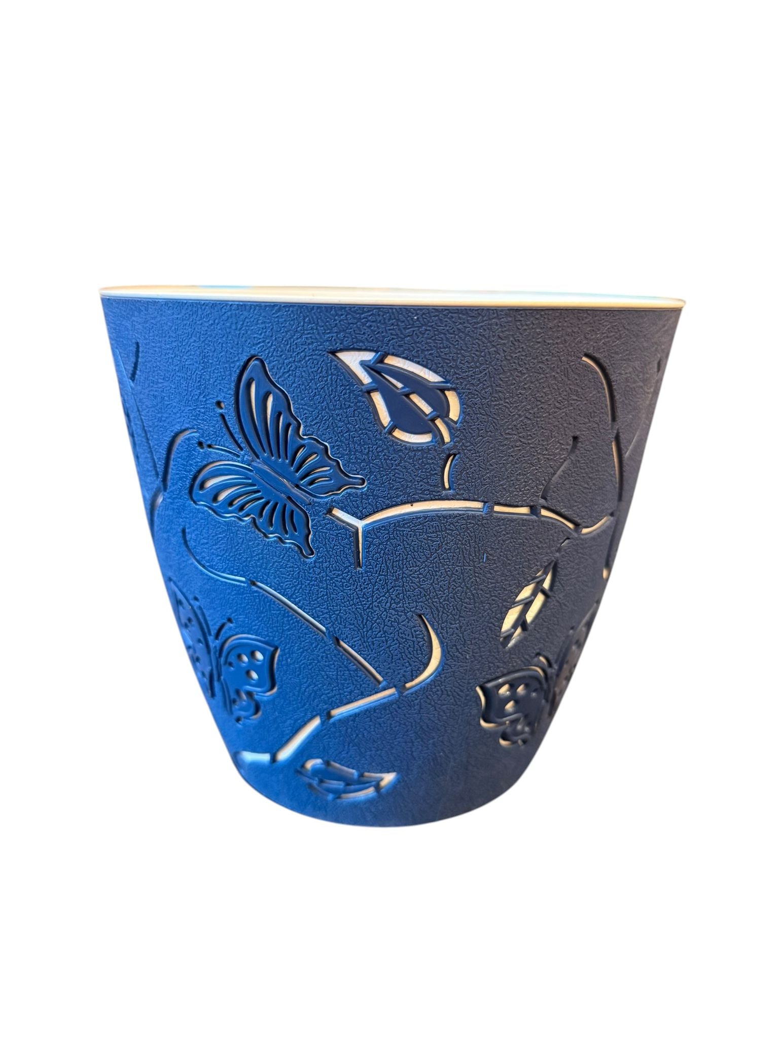 Ghiveci decorativ albastru cu model fluturi 28x16 cm