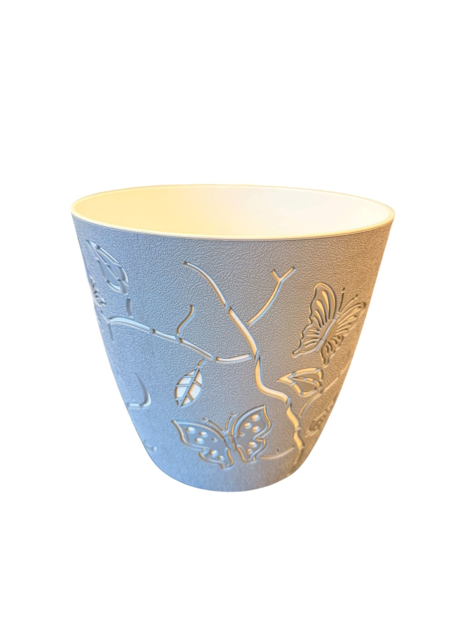 Ghiveci decorativ crem model fluturi 28x16 cm