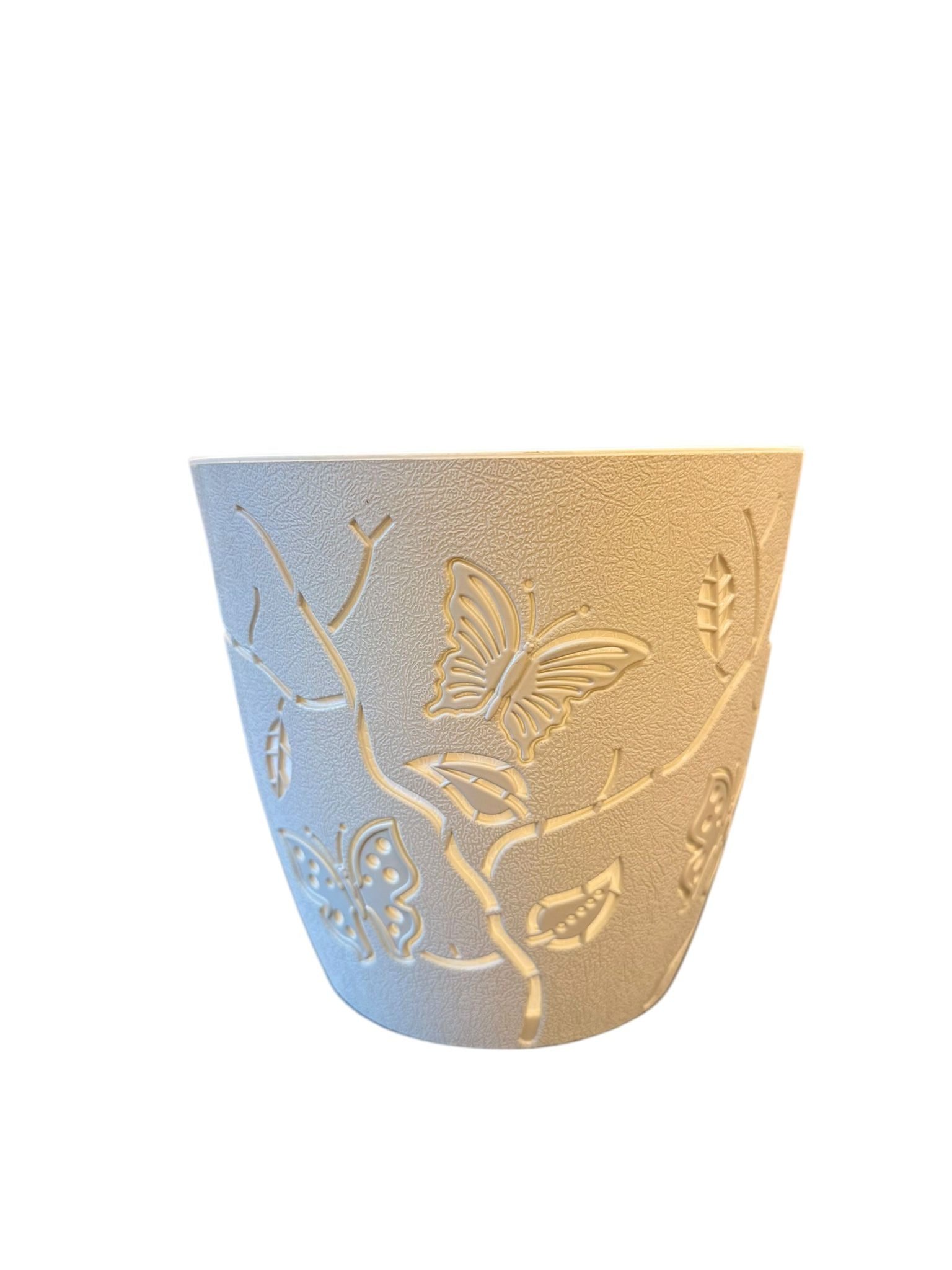 Ghiveci decorativ alb crem model fluturi 28x16 cm