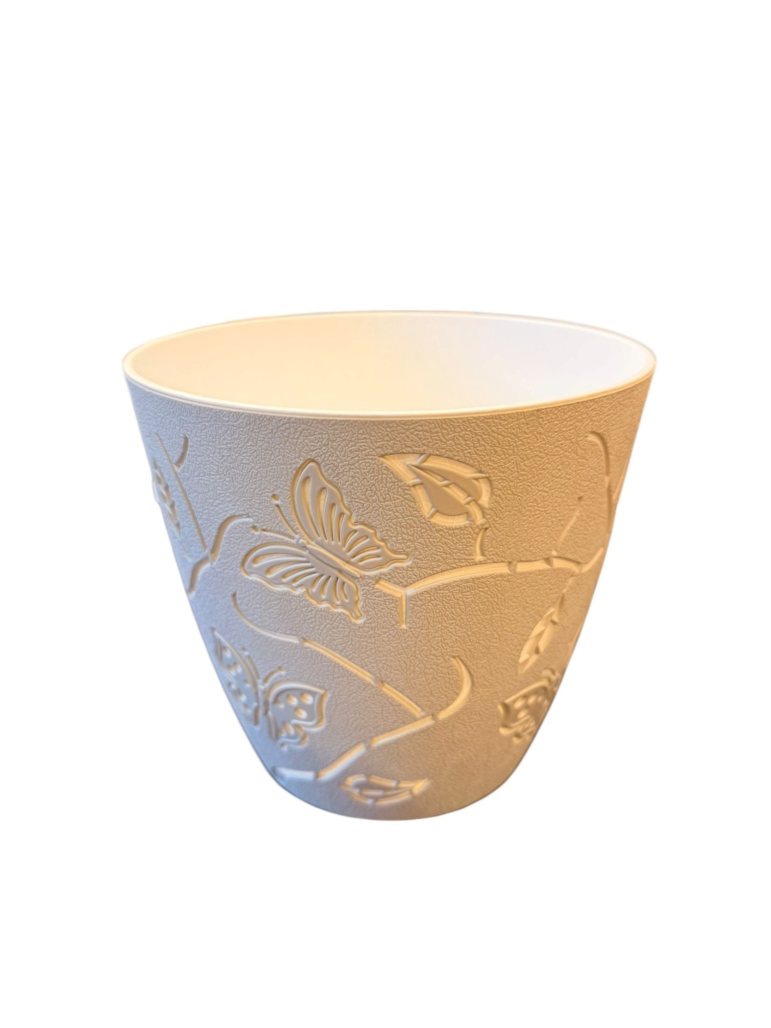 Ghiveci decorativ alb crem model fluturi 28x16 cm