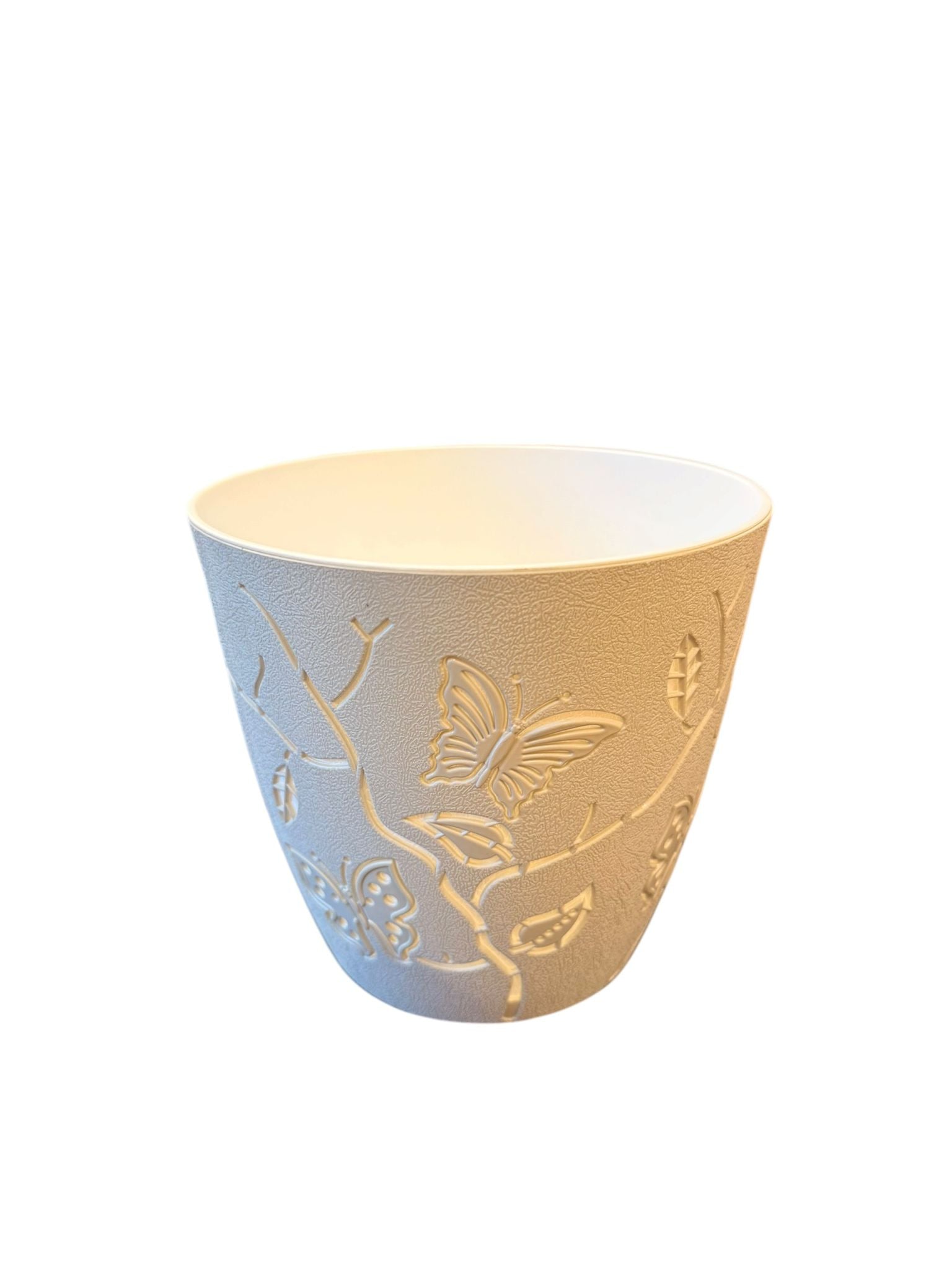 Ghiveci decorativ alb crem model fluturi 28x16 cm