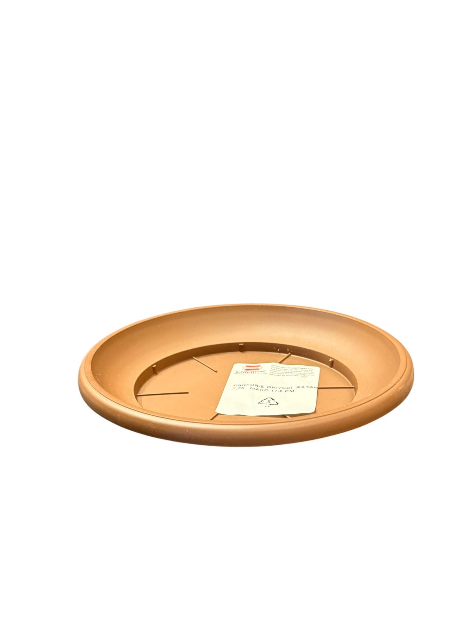 Ghiveci decorativ ratan maro cu farfurie 2.75 litri 17.5 cm