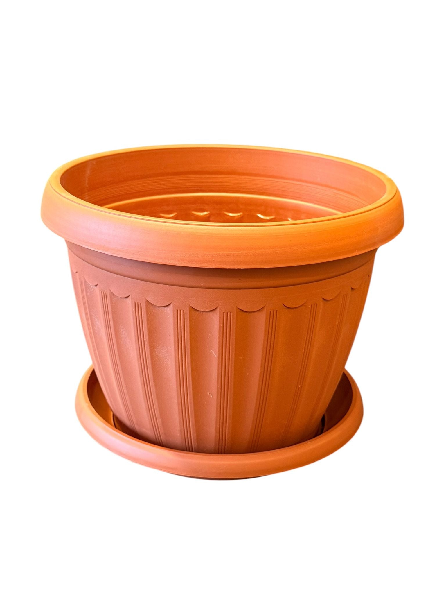 Ghiveci decorativ cu farfurie teracota 6 litri 28.5 cm