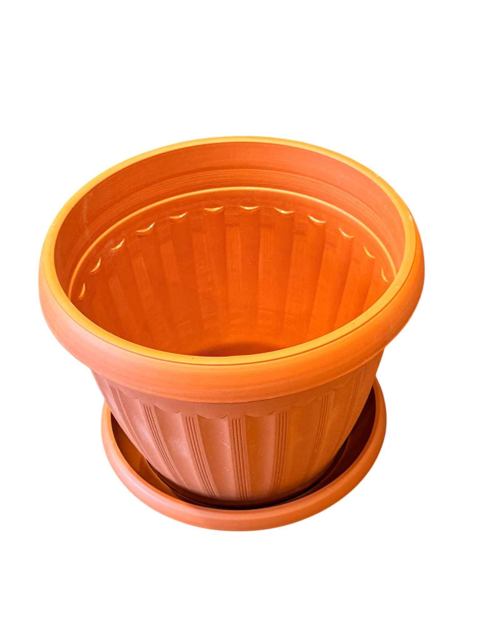 Ghiveci decorativ cu farfurie teracota 6 litri 28.5 cm