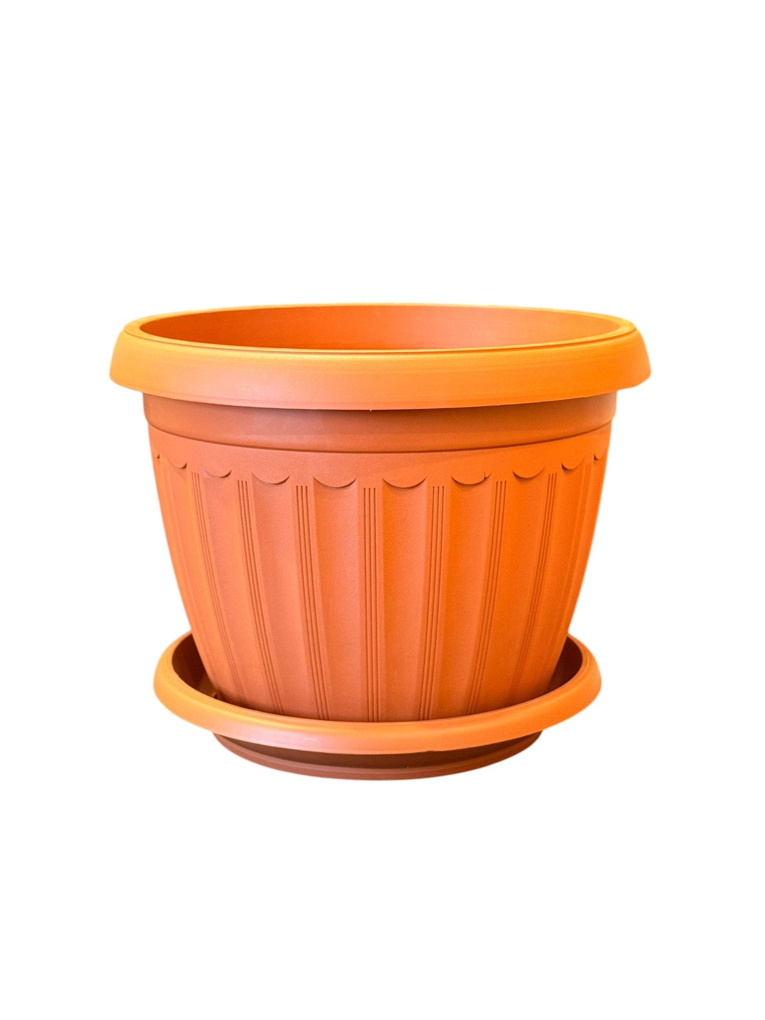 Ghiveci decorativ cu farfurie Infinity teracota 31 cm 10.5 litri