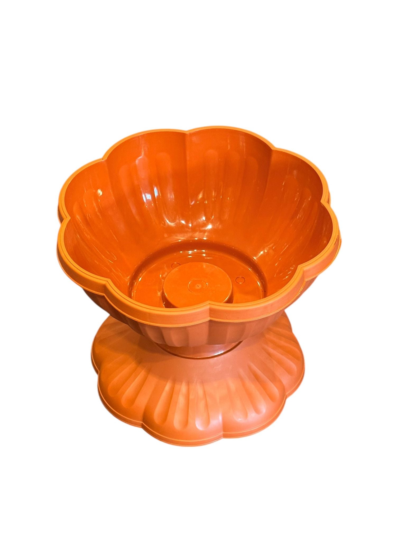 Ghiveci decorativ cu picior 24 cm tip bol floare culoare teracota