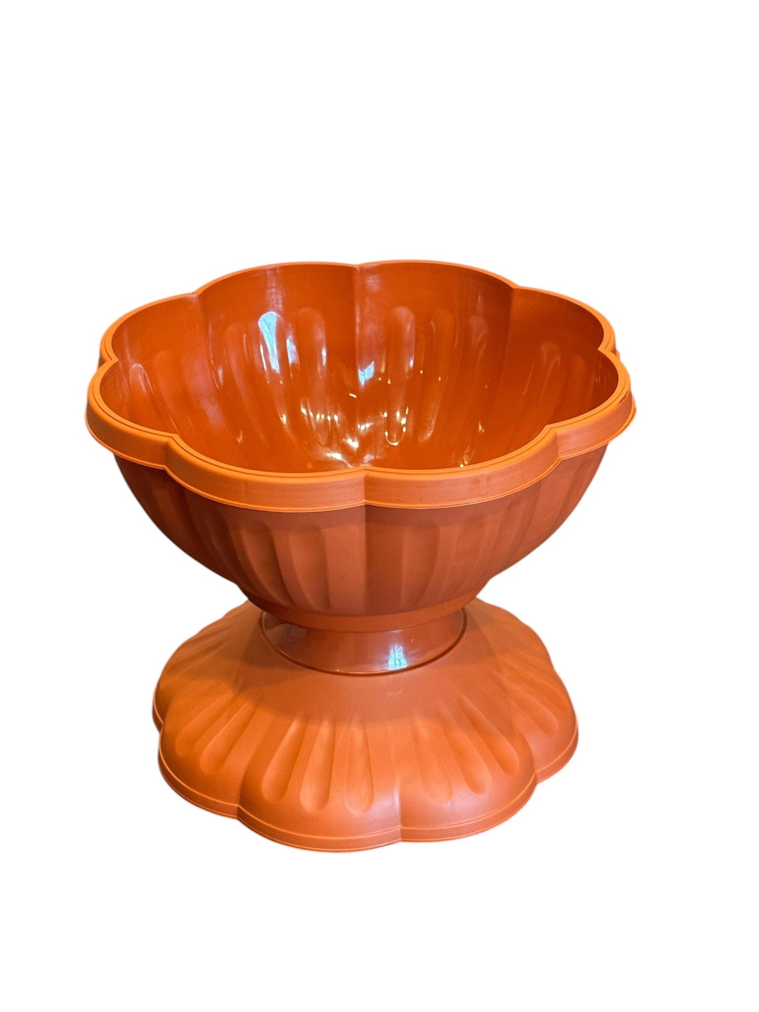 Ghiveci decorativ cu picior 24 cm tip bol floare culoare teracota