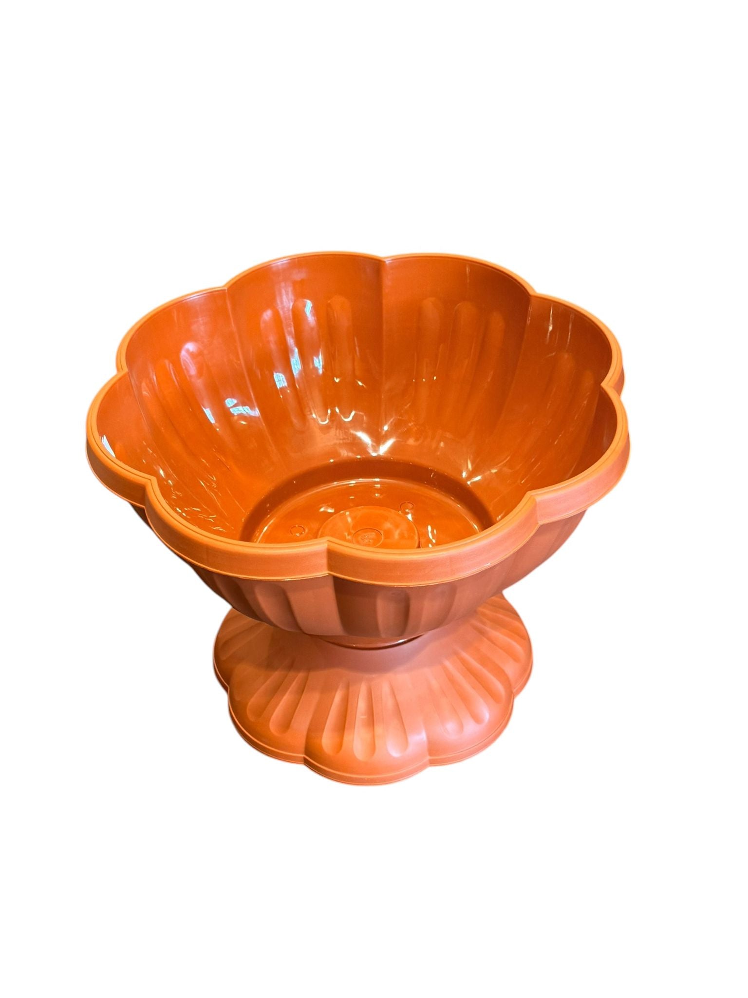 Ghiveci decorativ cu picior 32 cm tip bol floare culoare teracota