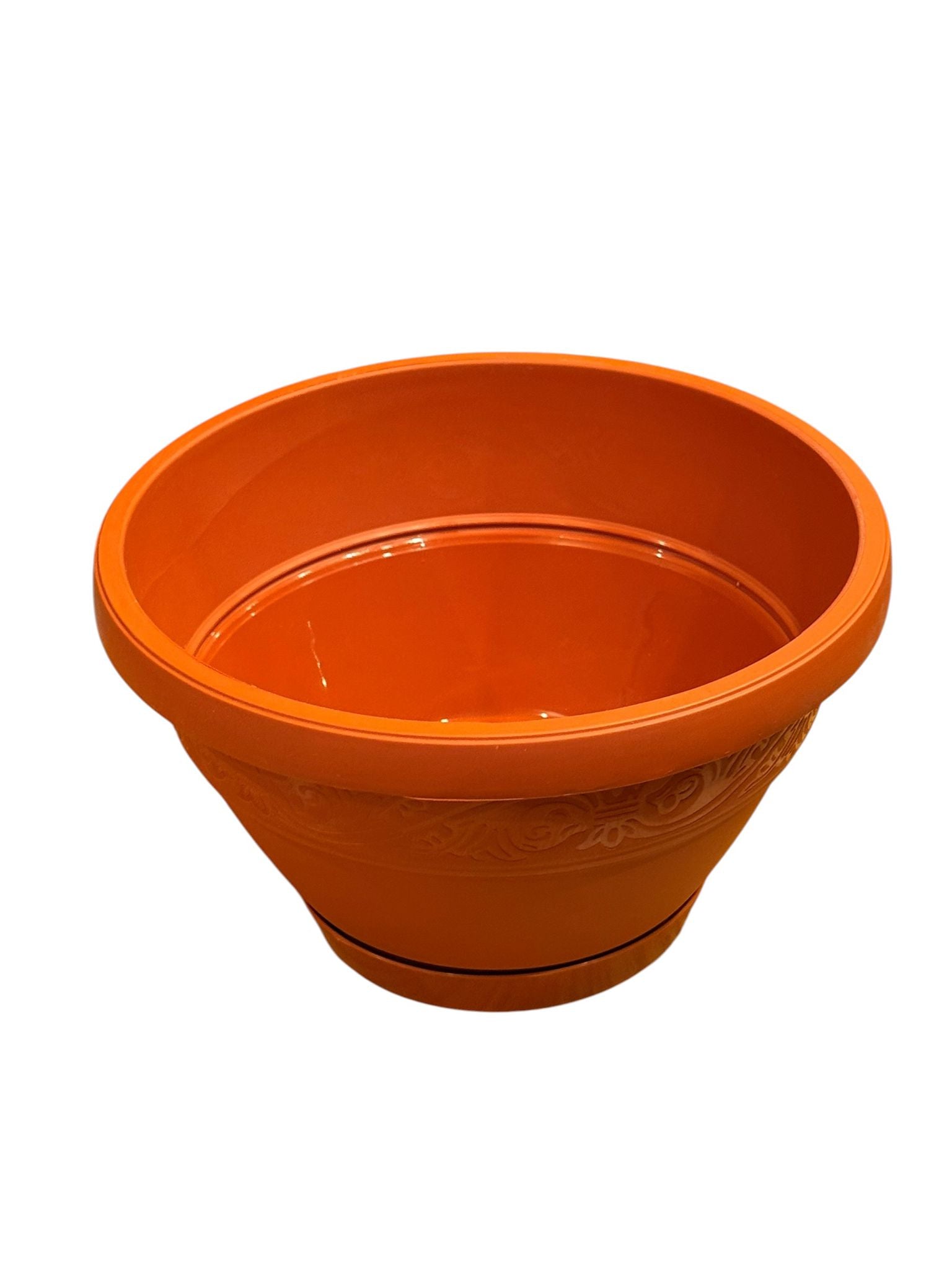 Ghiveci decorativ tip lalea 20 cm cu farfurie culoare teracota