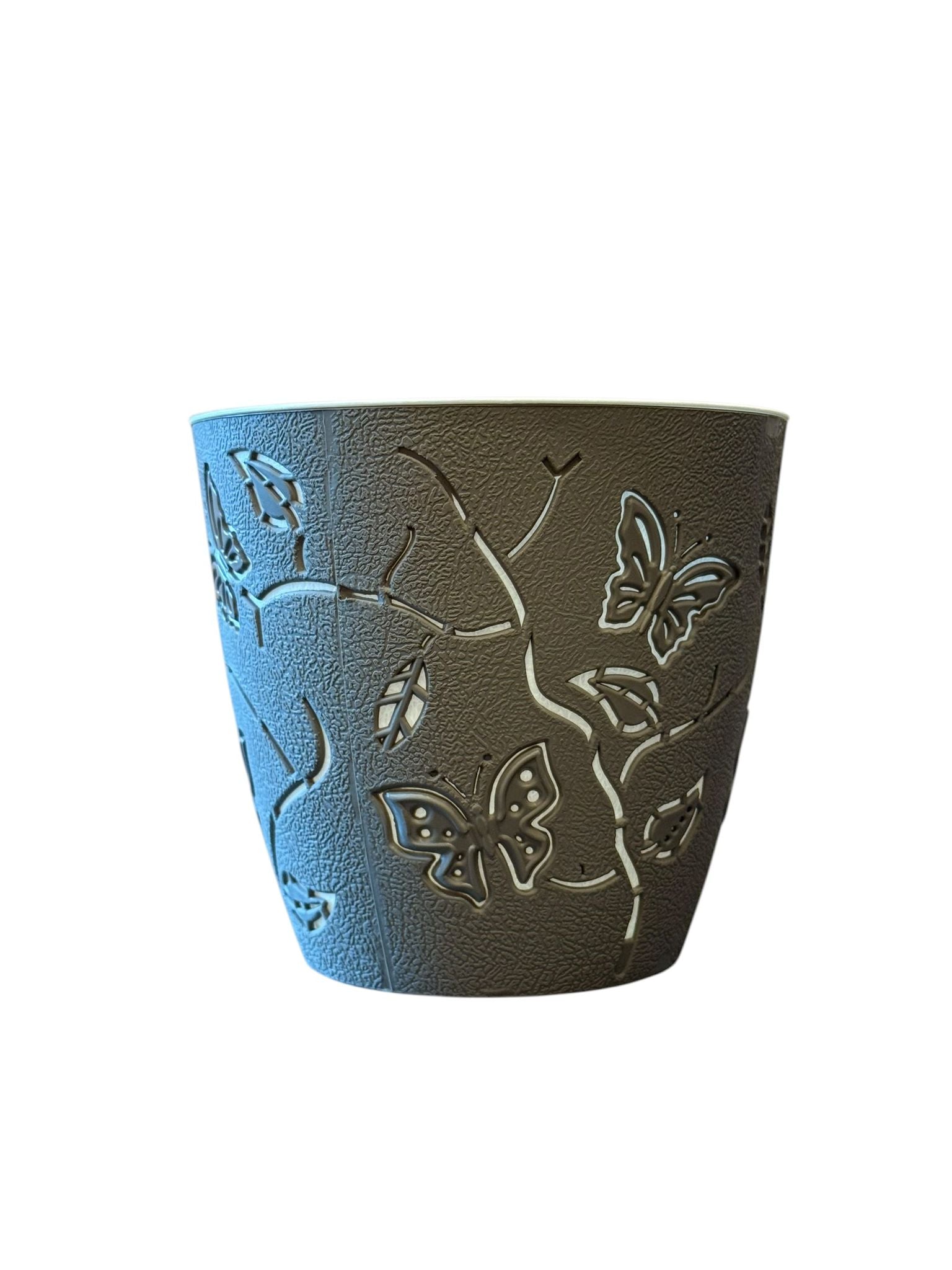Ghiveci plastic decorativ model fluturi gri 0.7 litri
