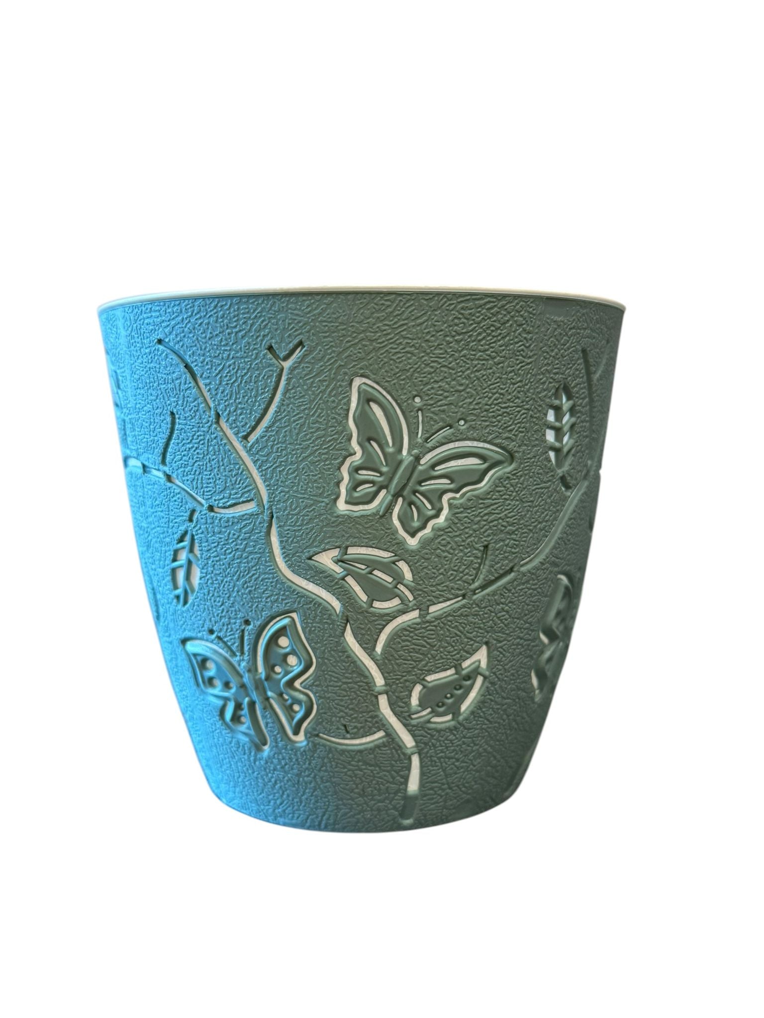 Ghiveci plastic decorativ model fluturi verde salvie 0.7 litri