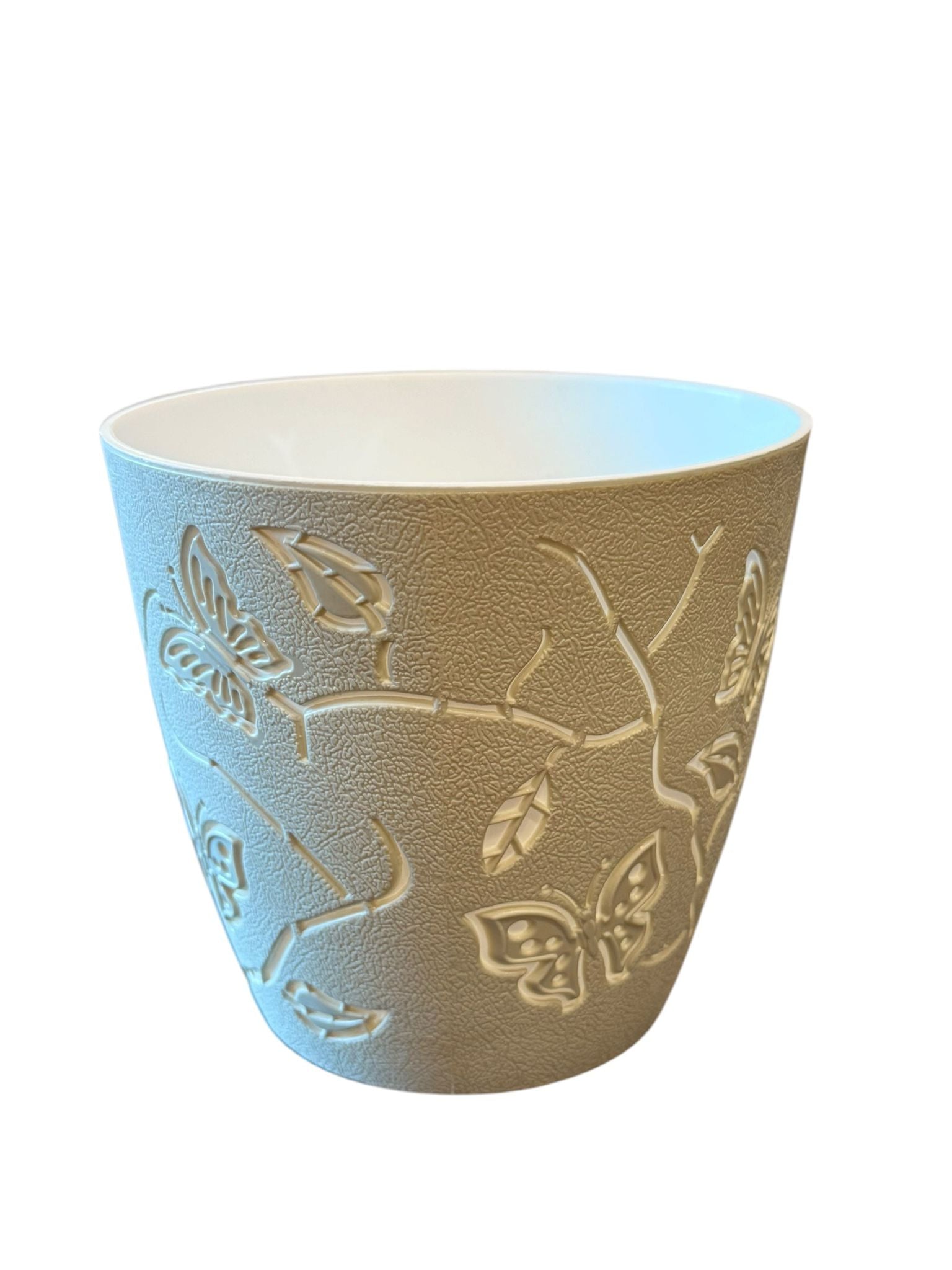 Ghiveci plastic decorativ model fluturi crem 1.4 litri