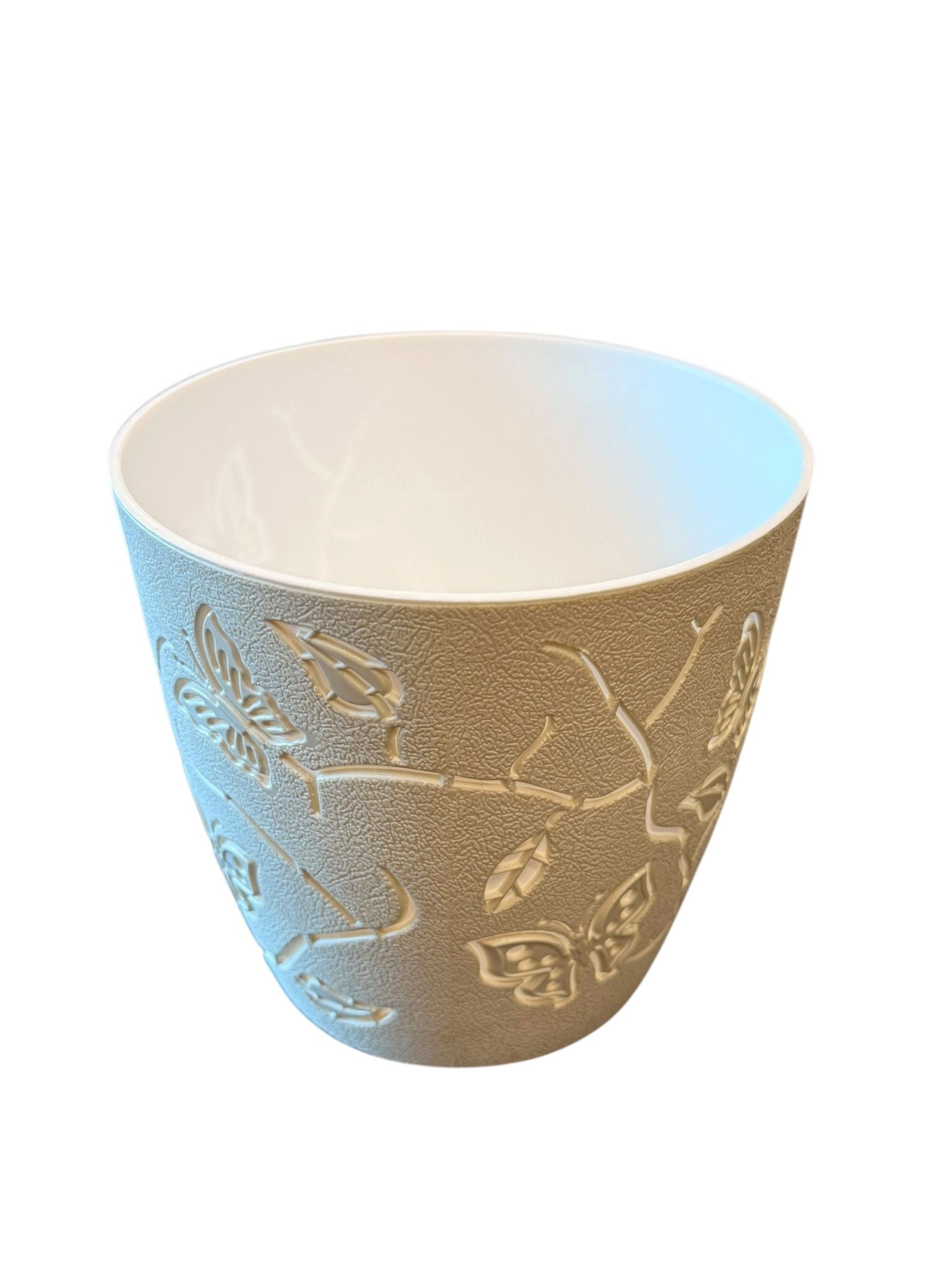 Ghiveci plastic decorativ model fluturi crem 1.4 litri