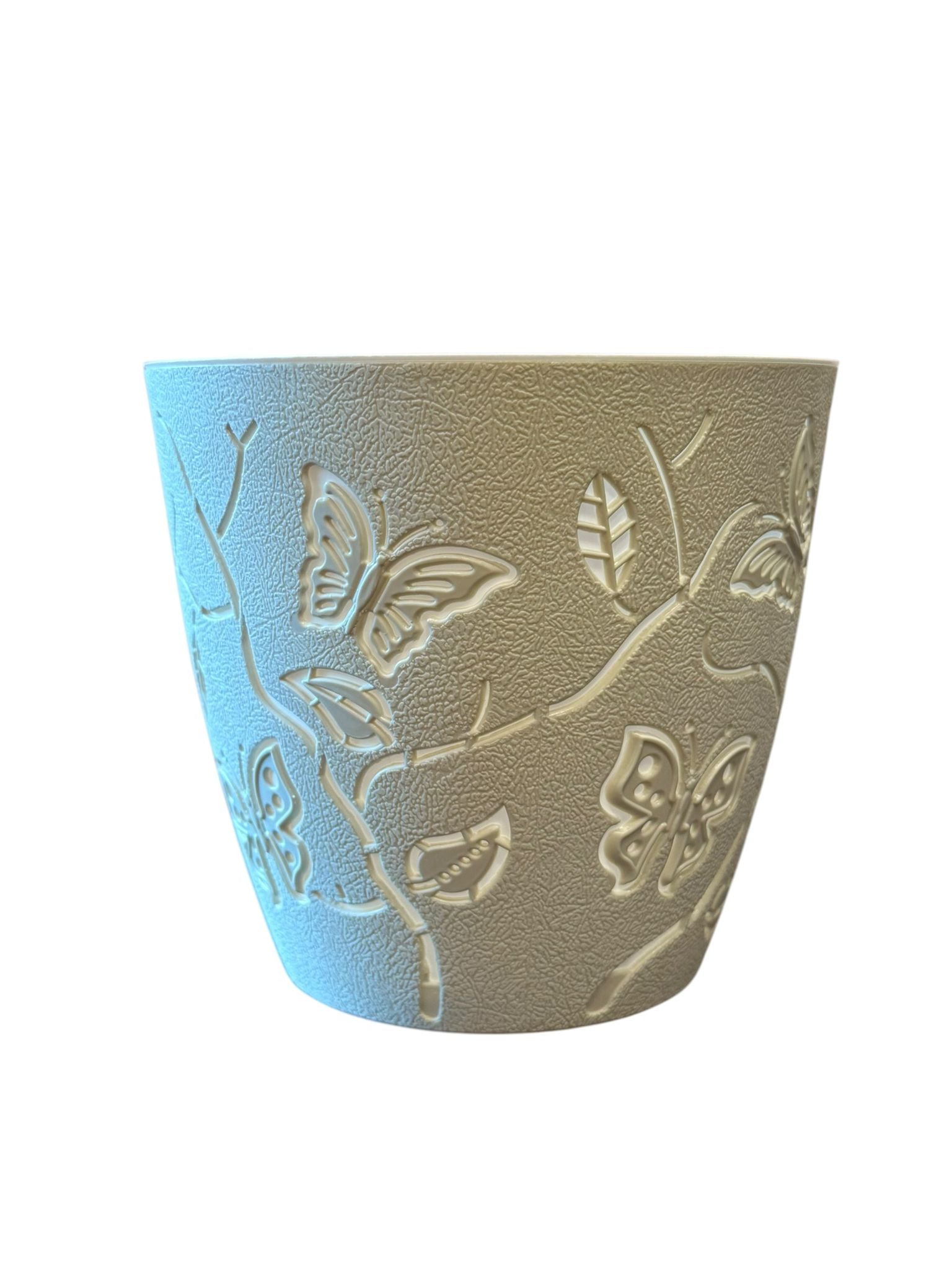 Ghiveci plastic decorativ model fluturi crem 1.4 litri