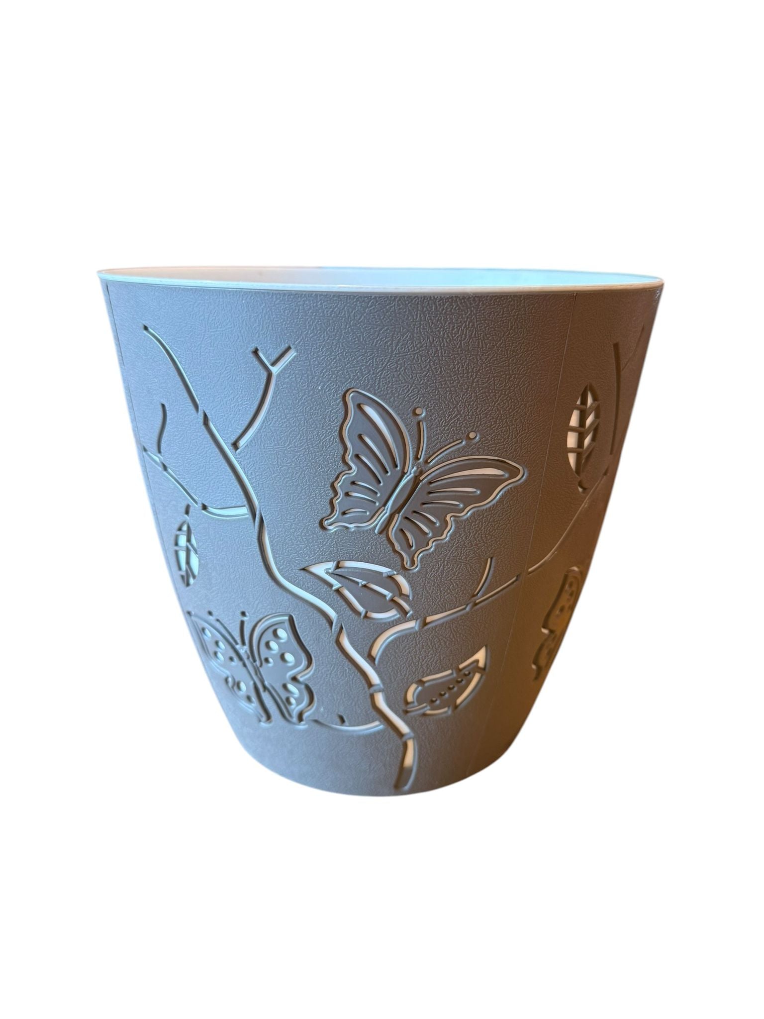 Ghiveci decorativ pentru flori model fluturi gri 5.3 litri