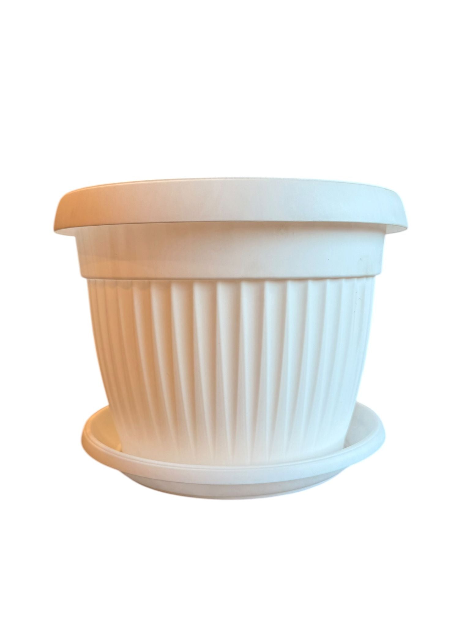 Ghiveci plastic Bella 30 cm cu farfurie alb