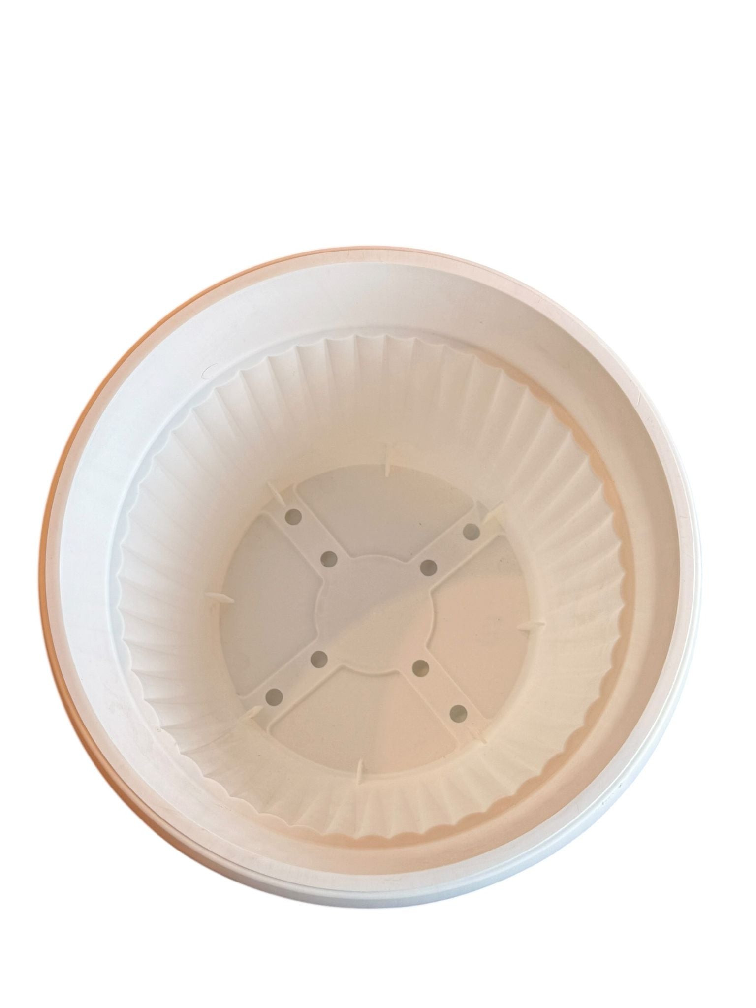 Ghiveci plastic 34 cm cu farfurie alb