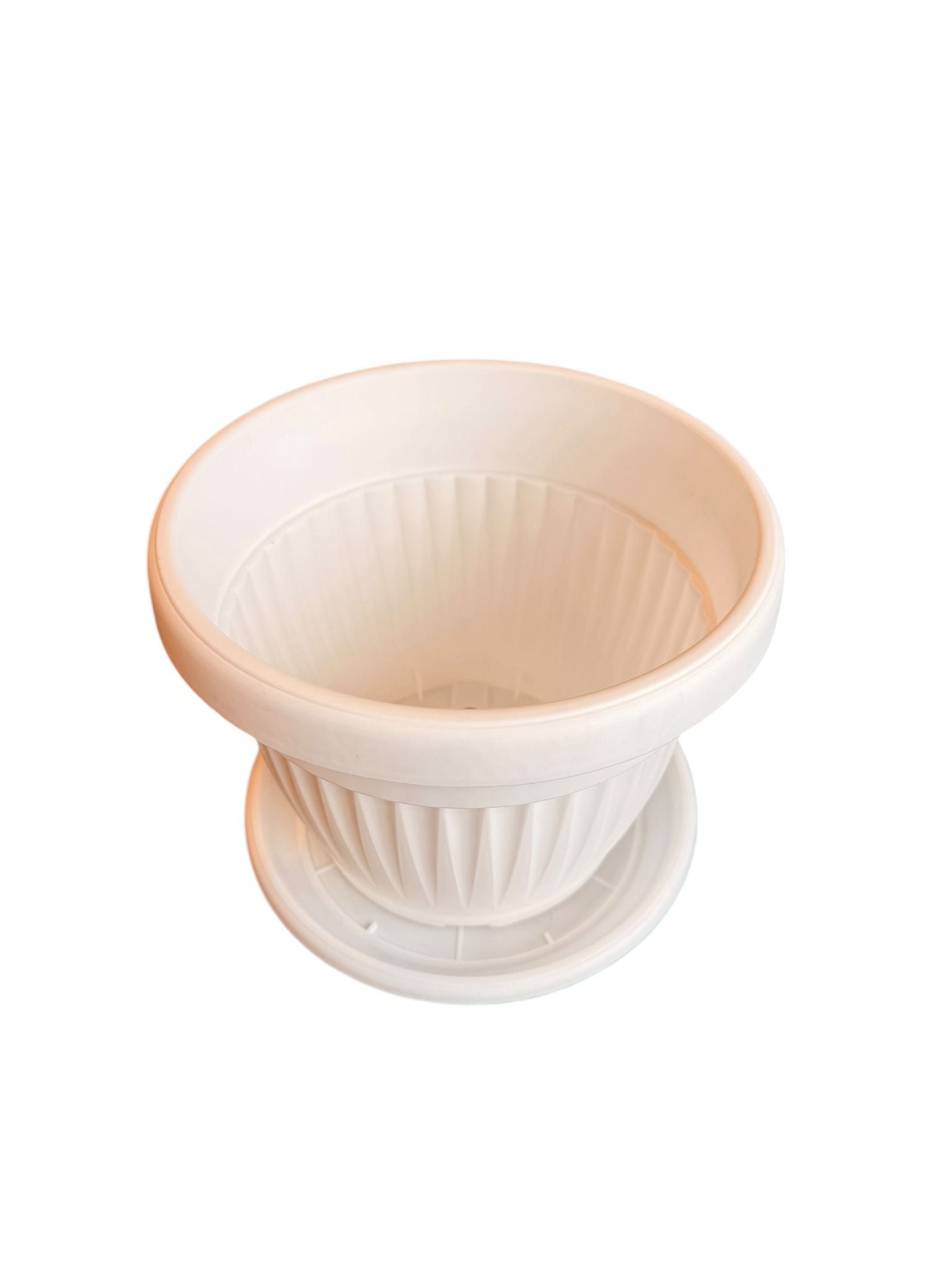 Ghiveci plastic 23 cm 4 L cu farfurie alb
