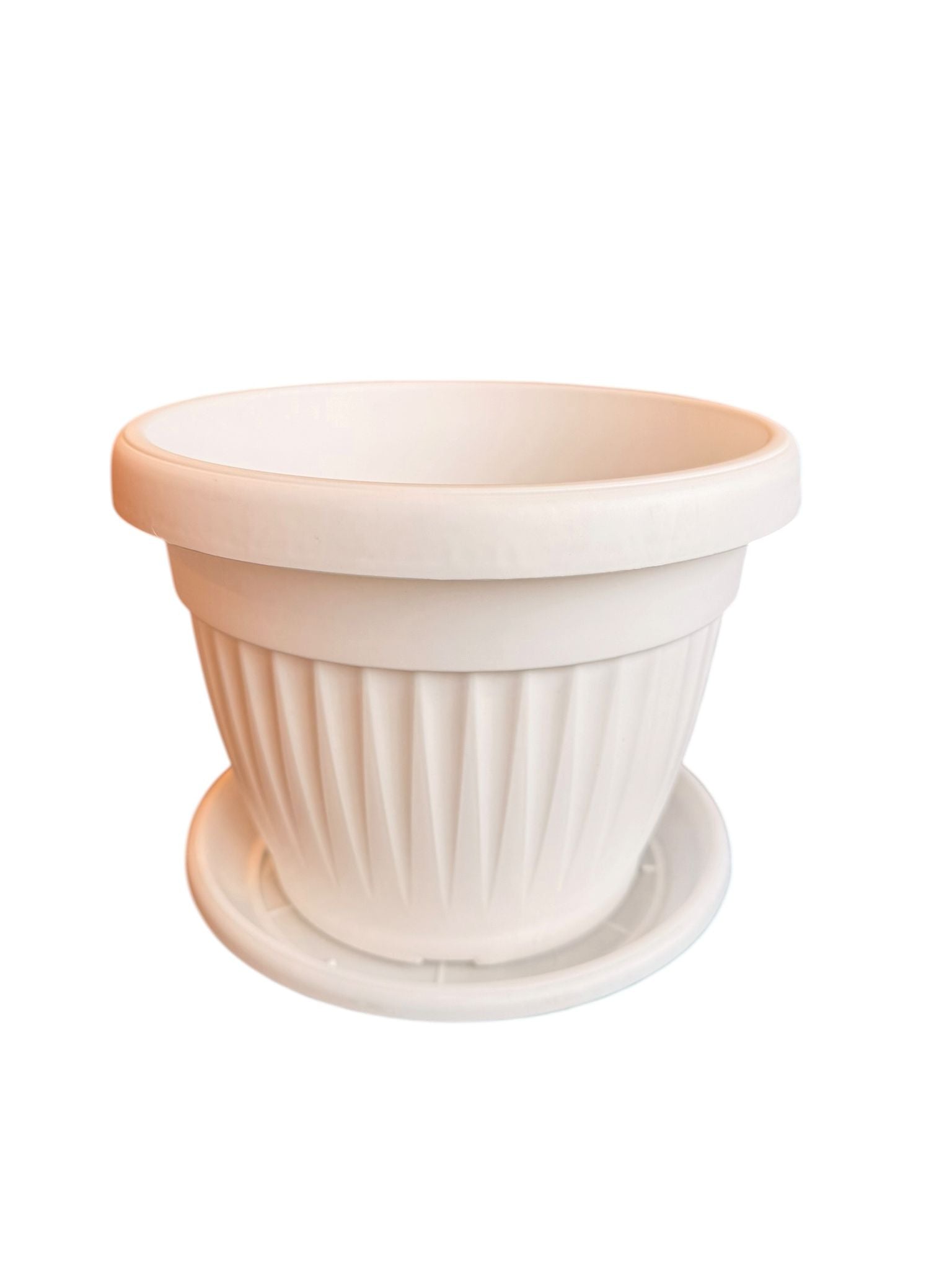 Ghiveci plastic 23 cm 4 L cu farfurie alb