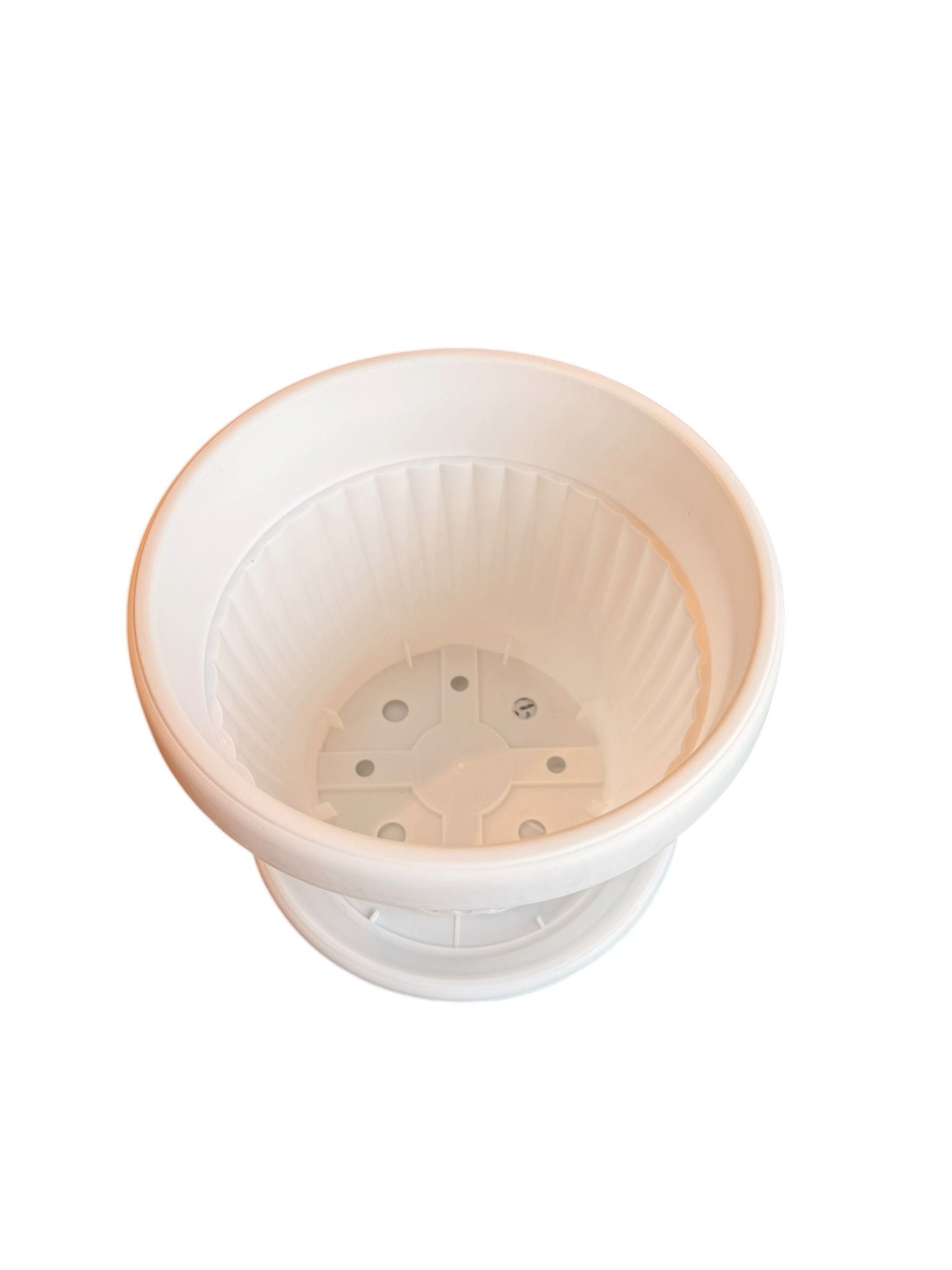 Ghiveci plastic 23 cm 4 L cu farfurie alb