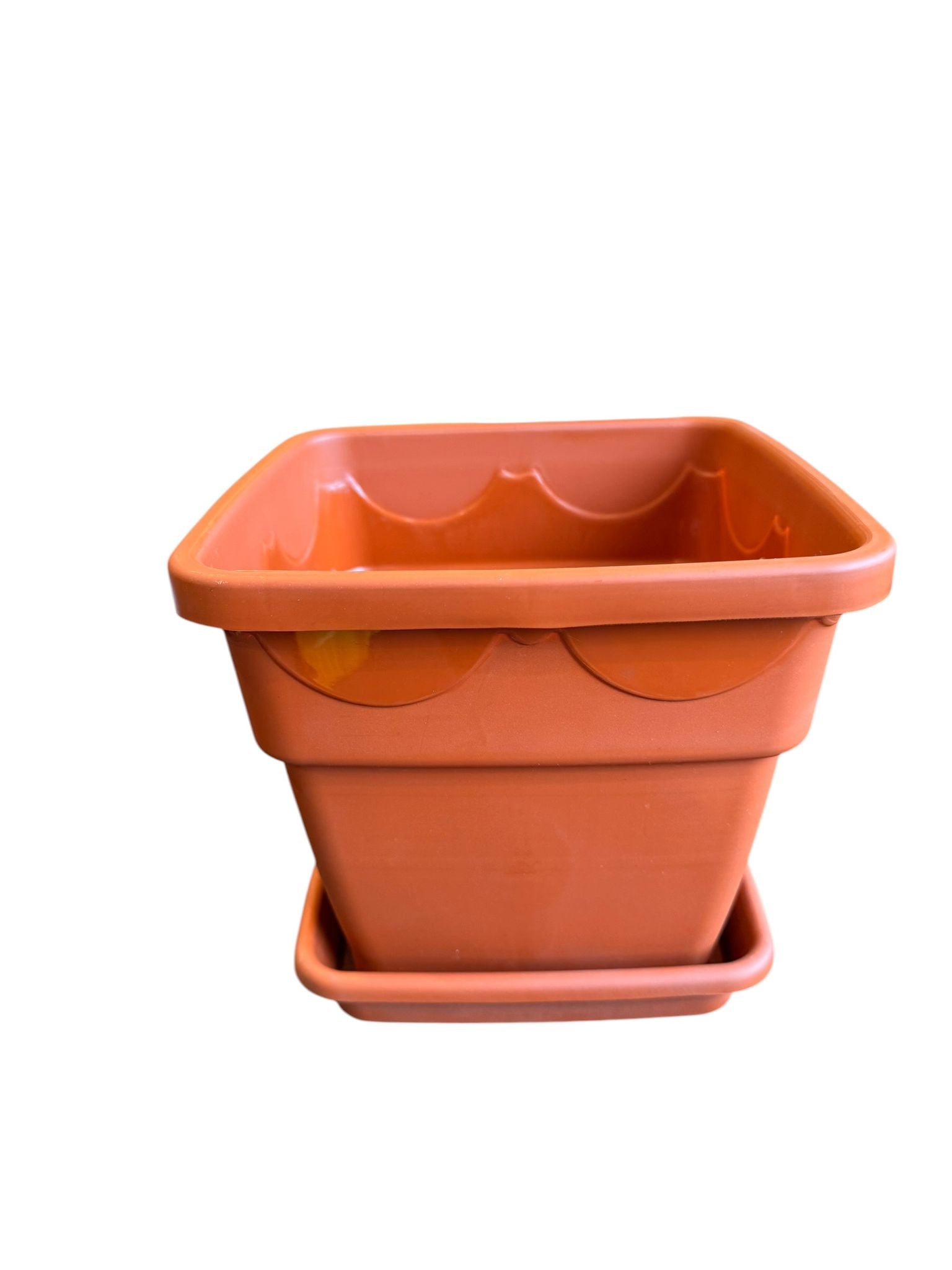 Ghiveci plastic patrat 20 cm cu farfurie teracota