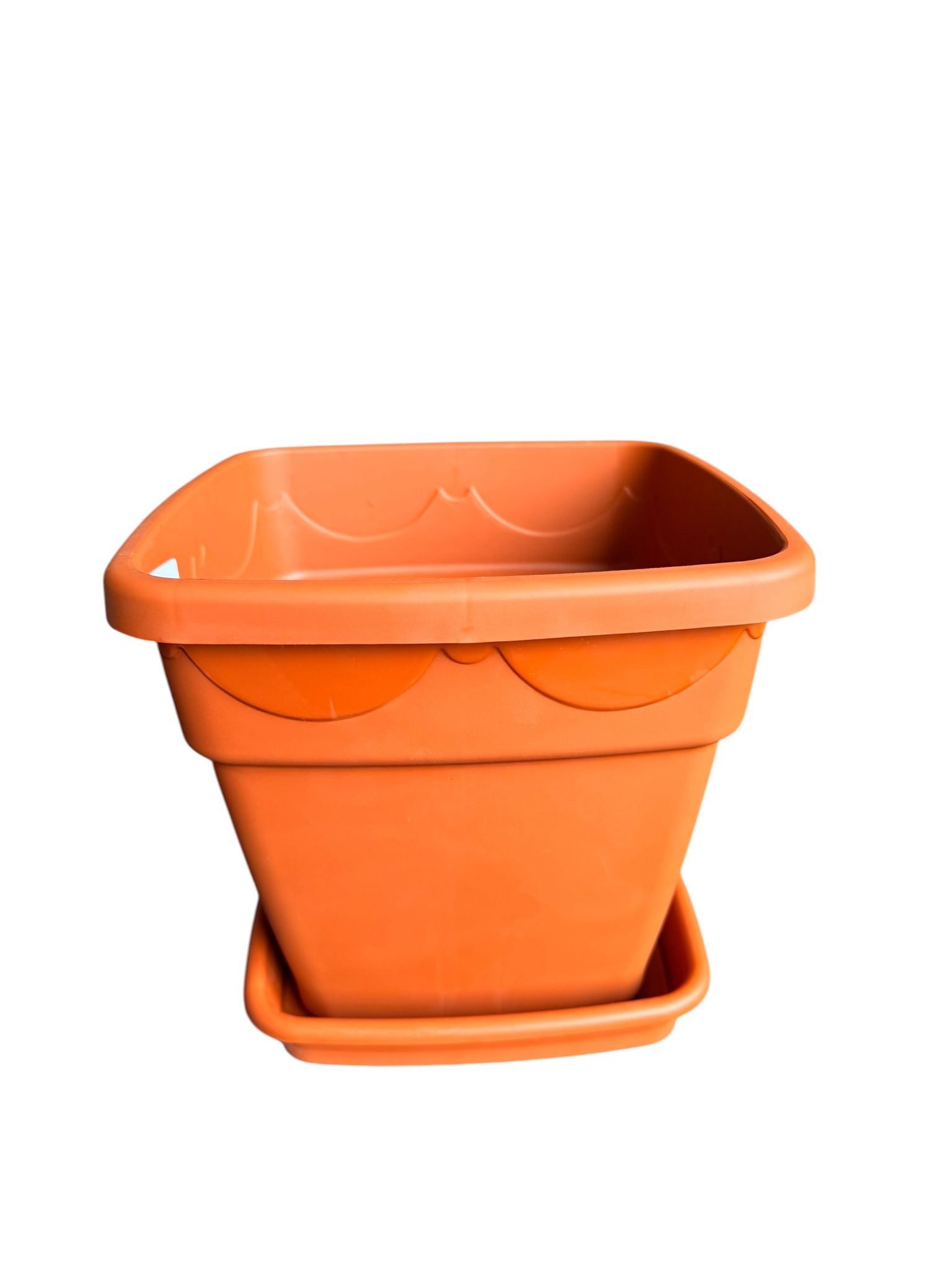 Ghiveci plastic patrat 25 cm cu farfurie teracota