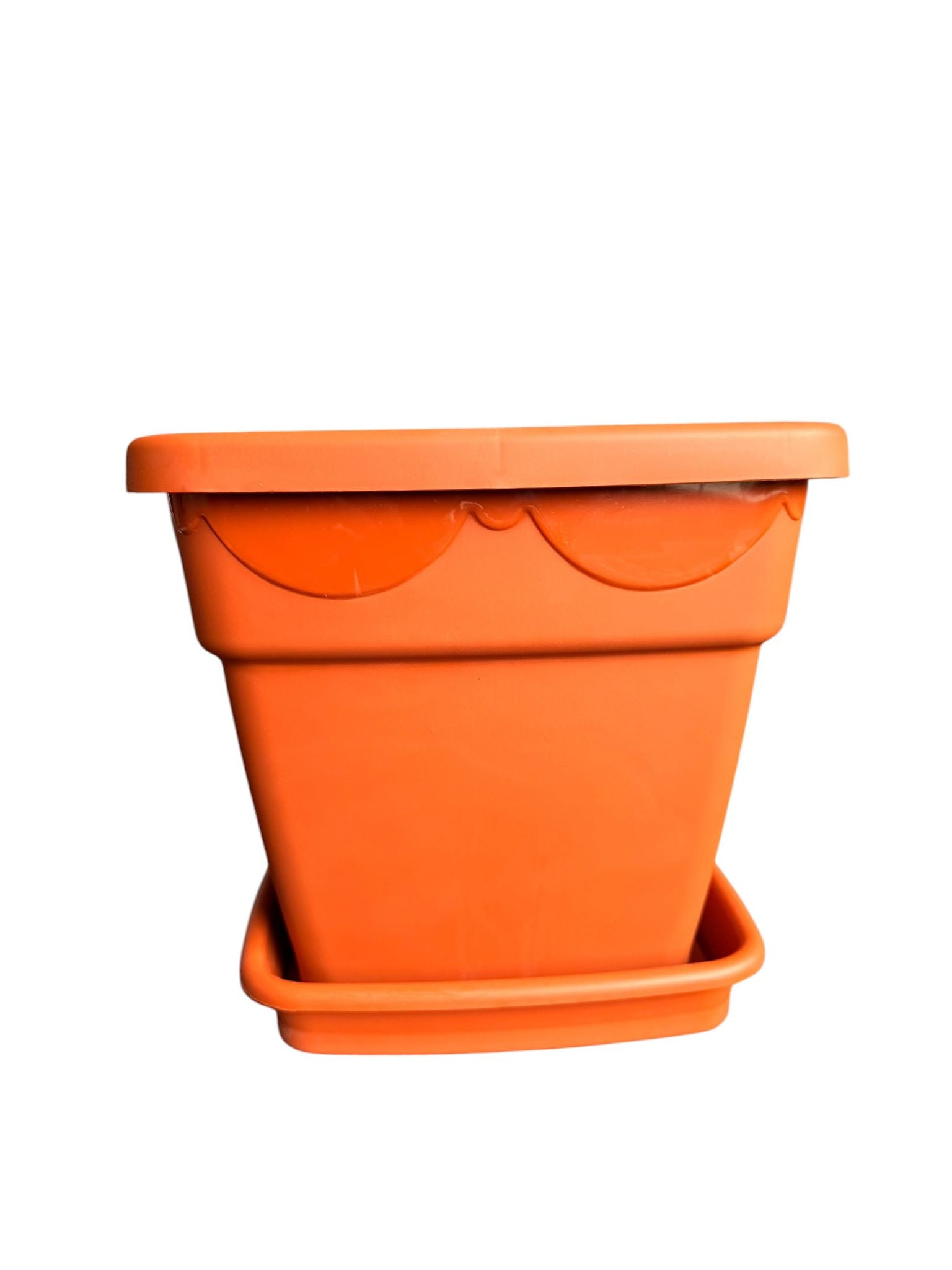 Ghiveci plastic patrat 25 cm cu farfurie teracota