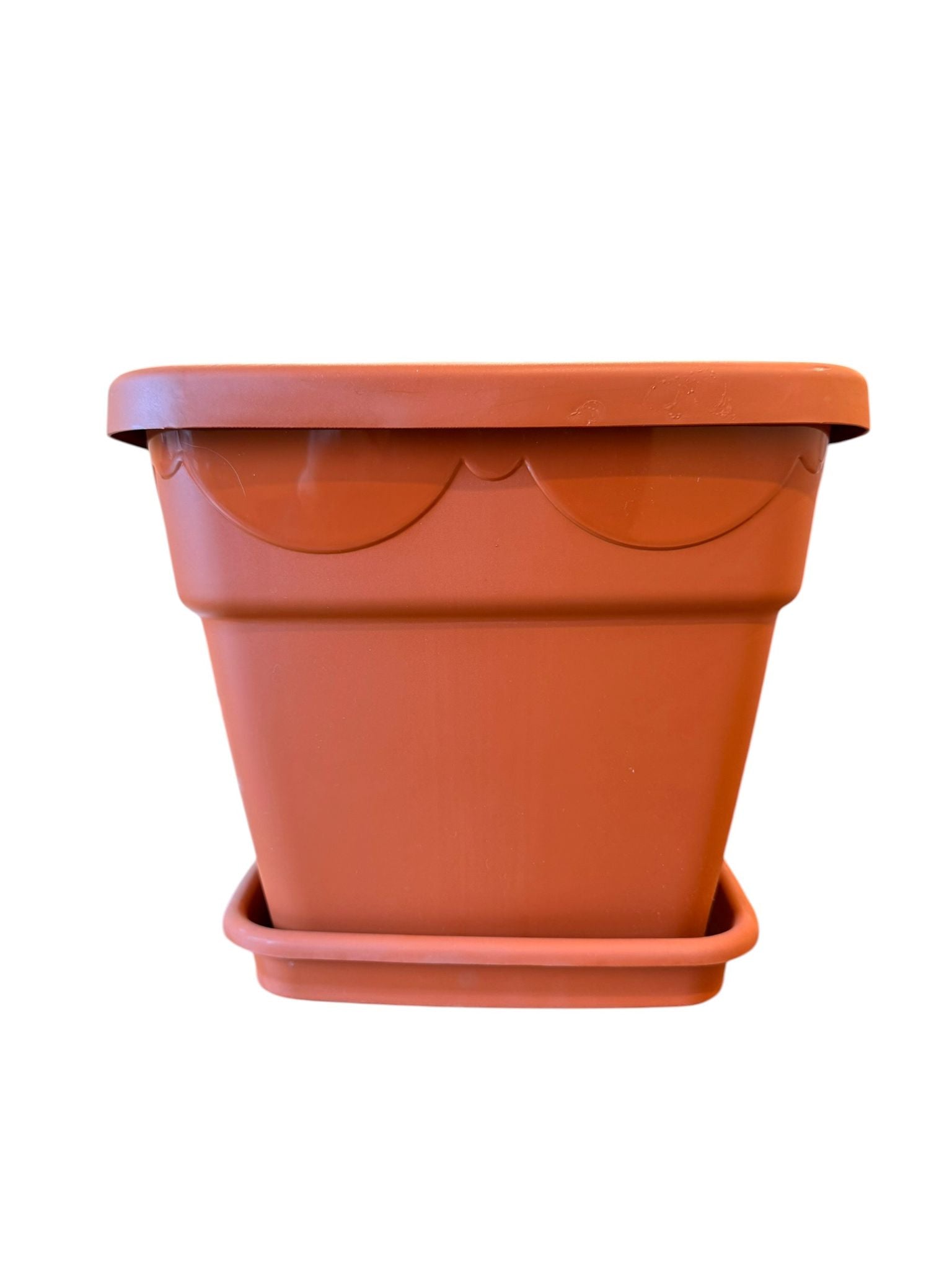 Ghiveci plastic patrat 28 cm cu farfurie teracota
