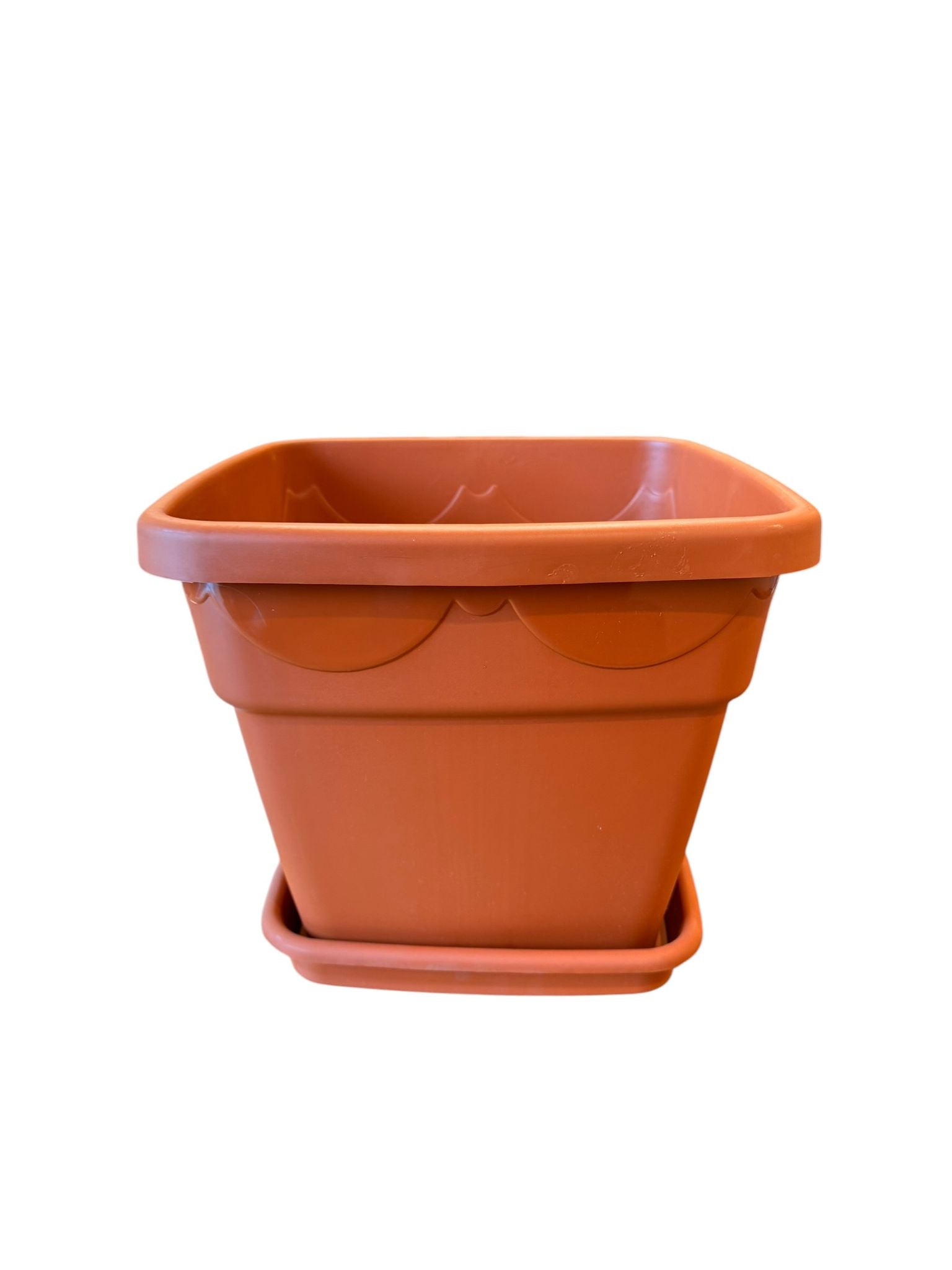 Ghiveci plastic patrat 28 cm cu farfurie teracota