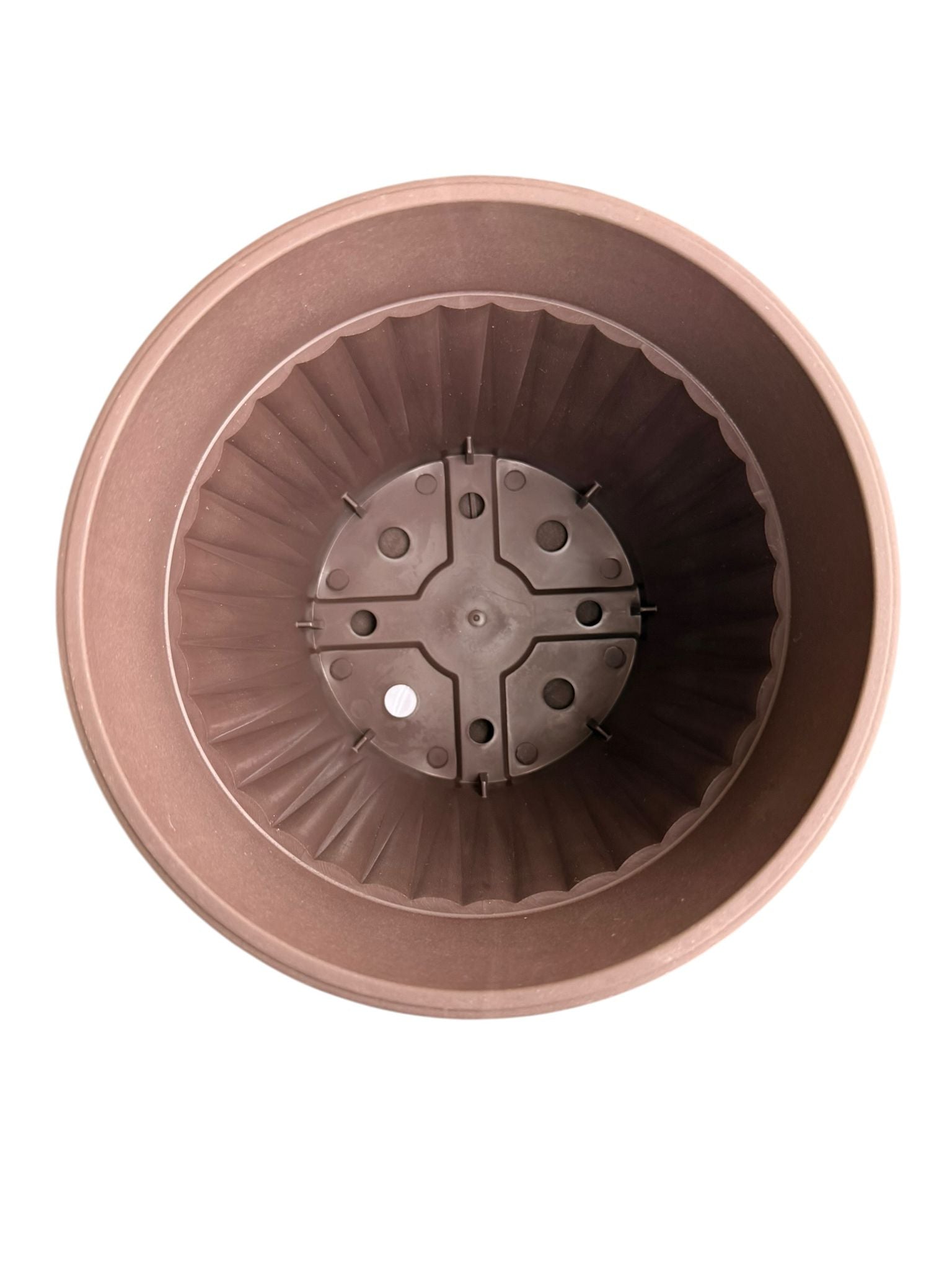Ghiveci plastic rotund cu farfurie maro 17 cm