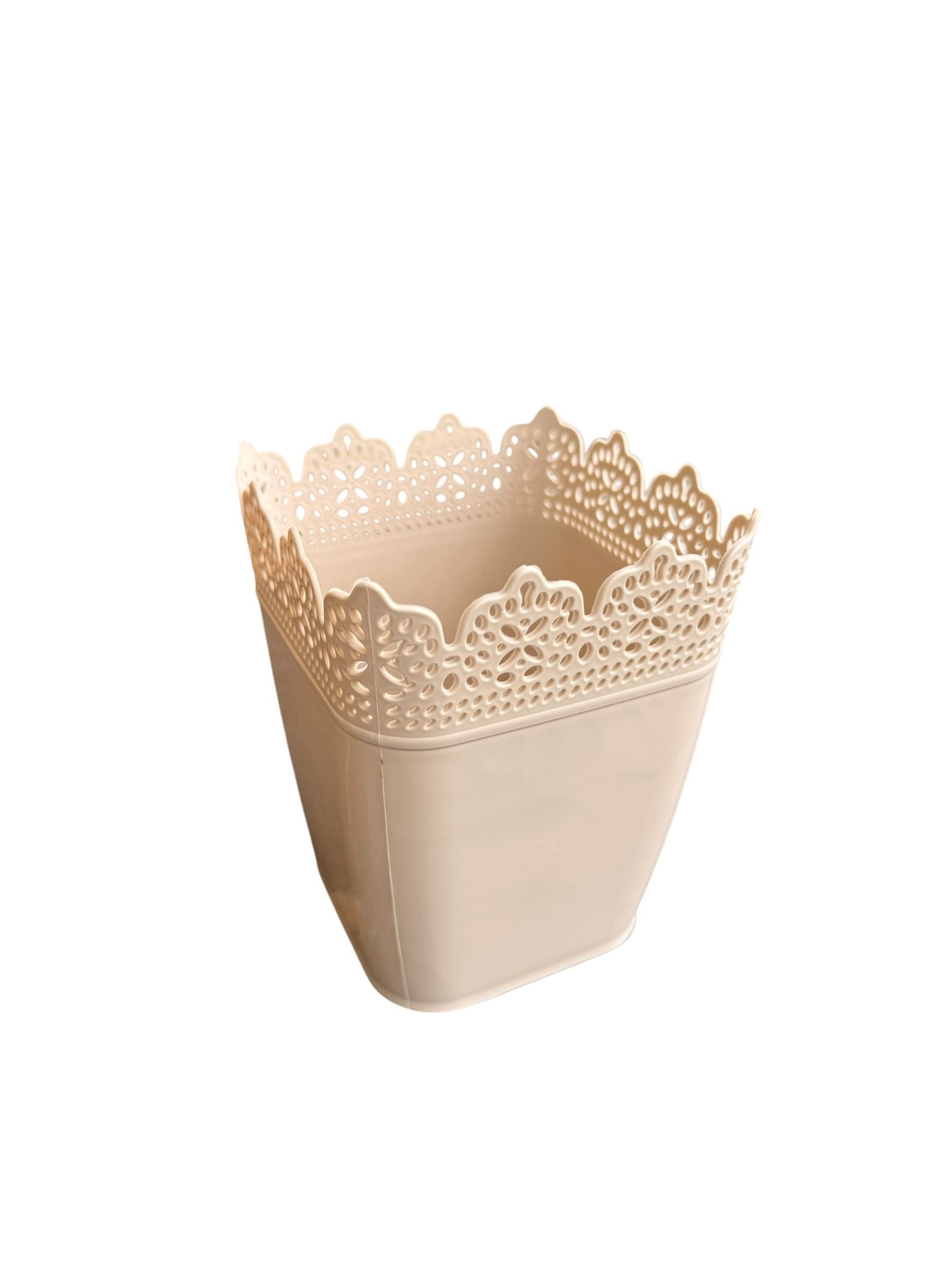 Ghiveci dantelat plastic crem 1 L 11.5 x 11.5 x 14 cm