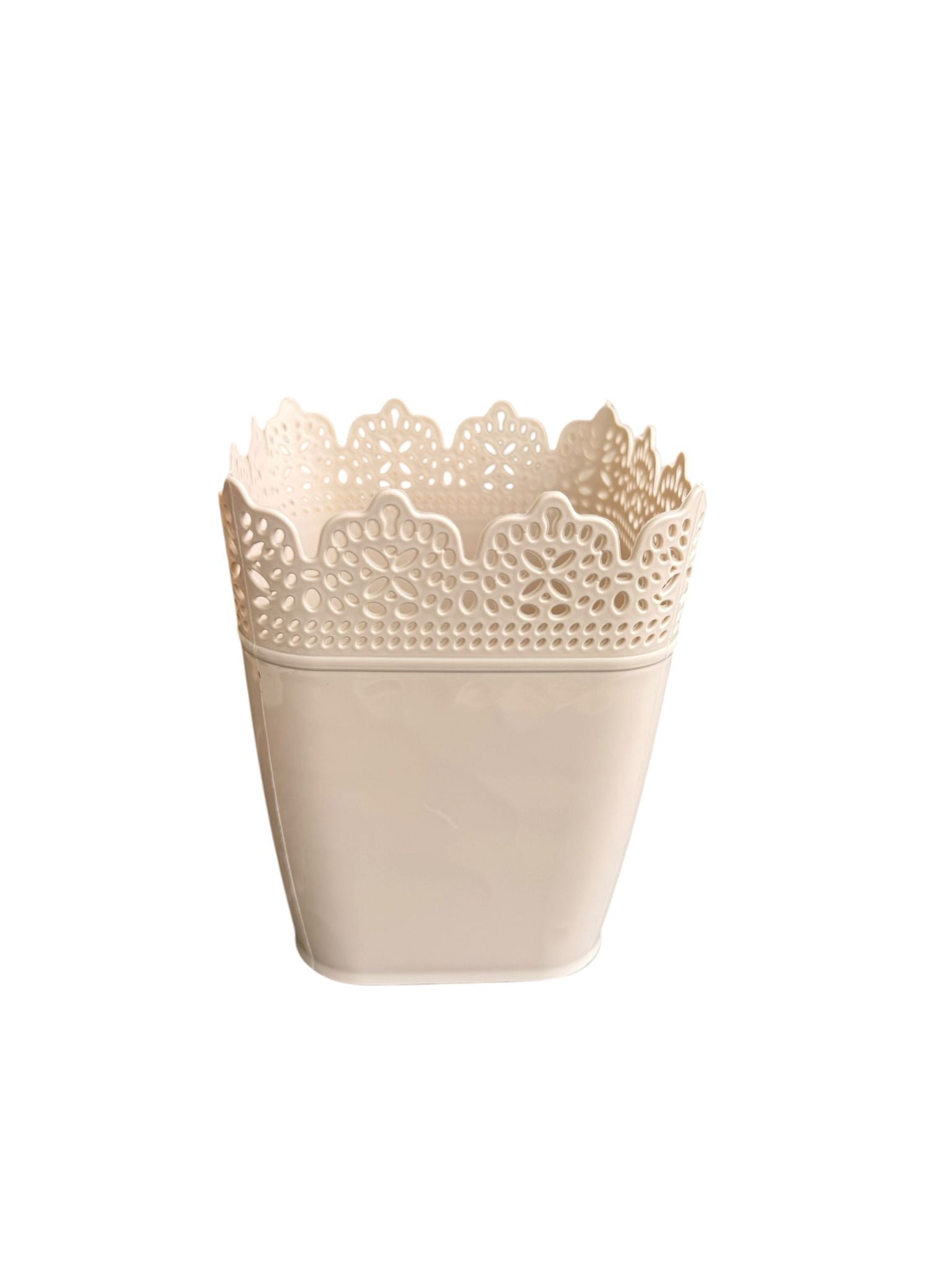 Ghiveci dantelat plastic crem 1 L 11.5 x 11.5 x 14 cm